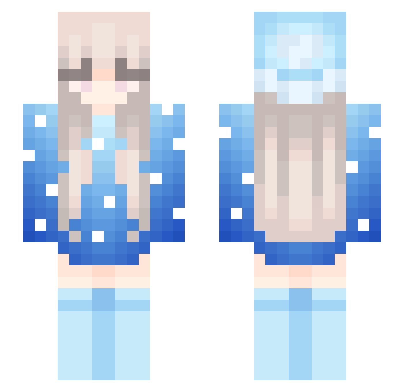PeachyBun Minecraft skin, front and back view