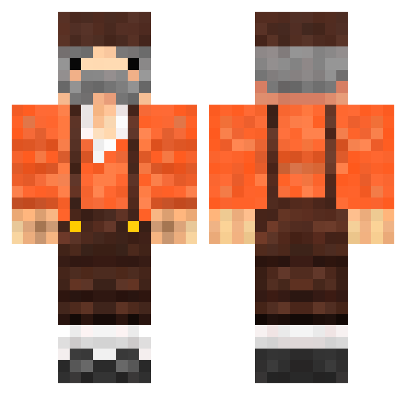 MatorBot Minecraft skin, front and back view