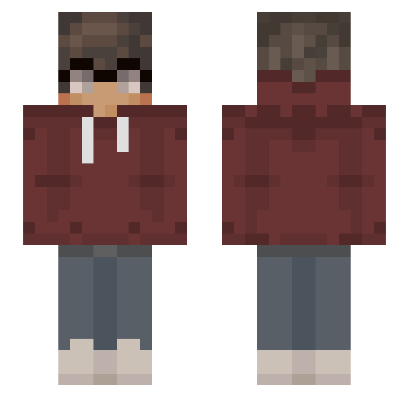 ShoddySN Minecraft skin, front and back view