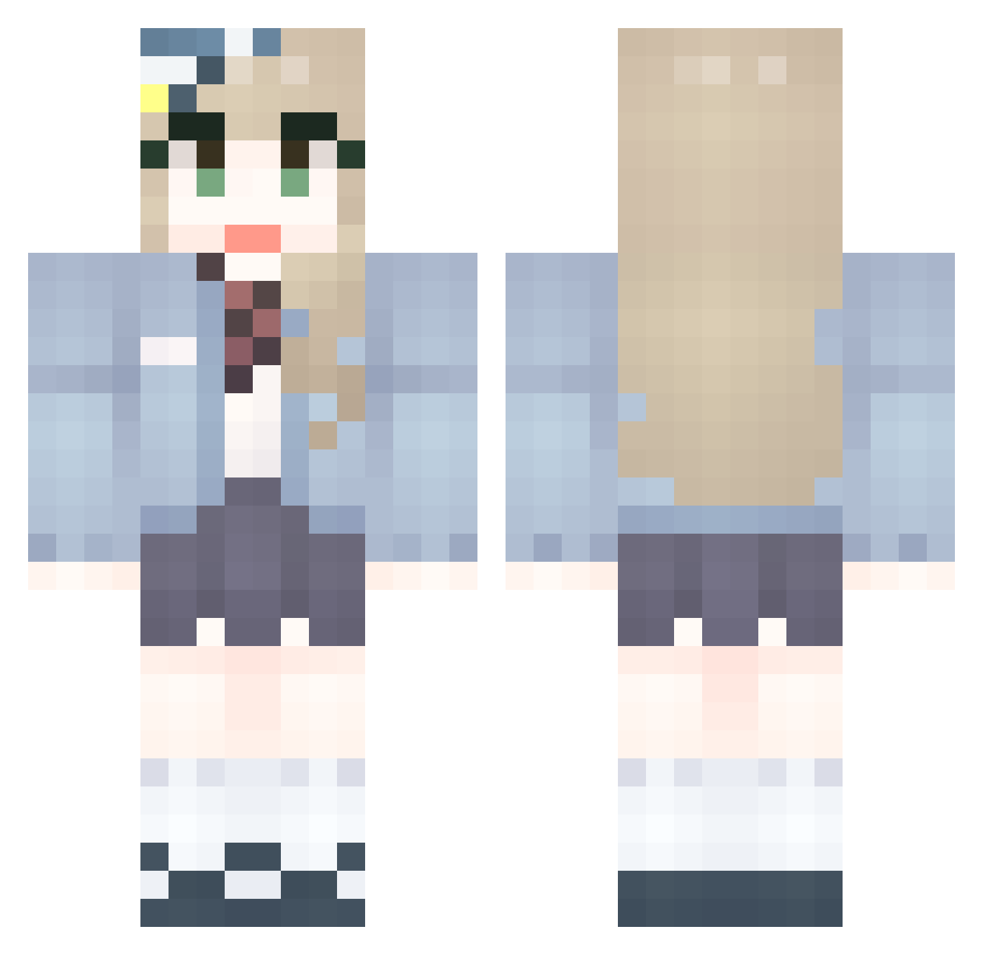 Yuhwari Minecraft skin, front and back view