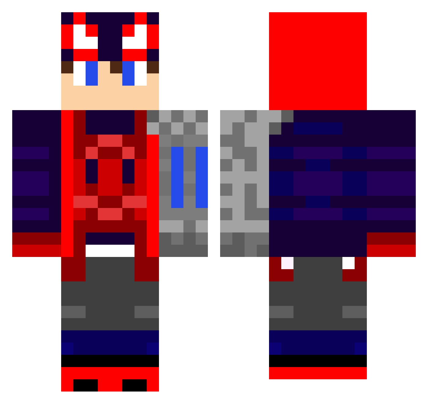 SpiderFT Minecraft skin, front and back view