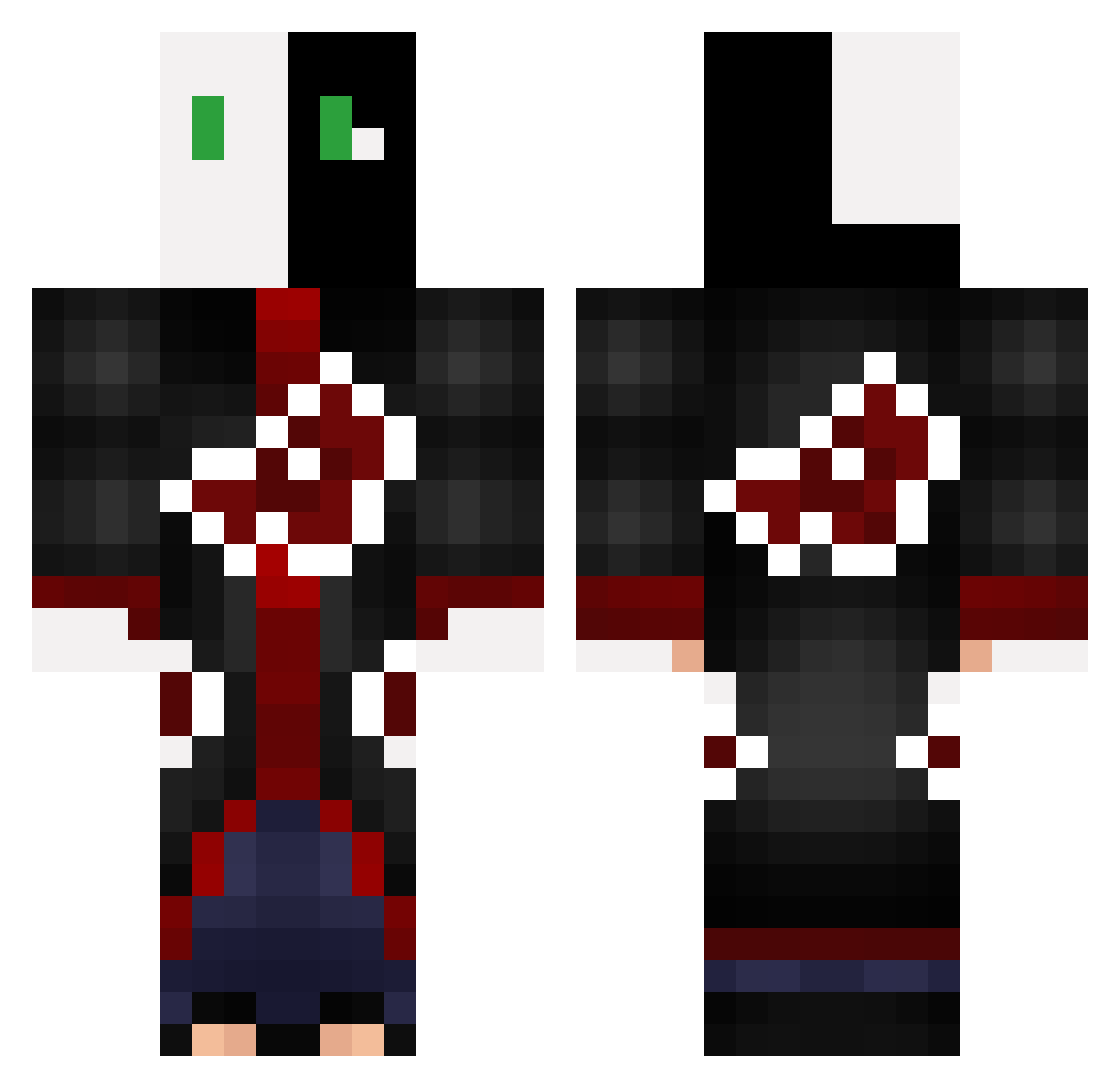 Ryas Minecraft skin, front and back view