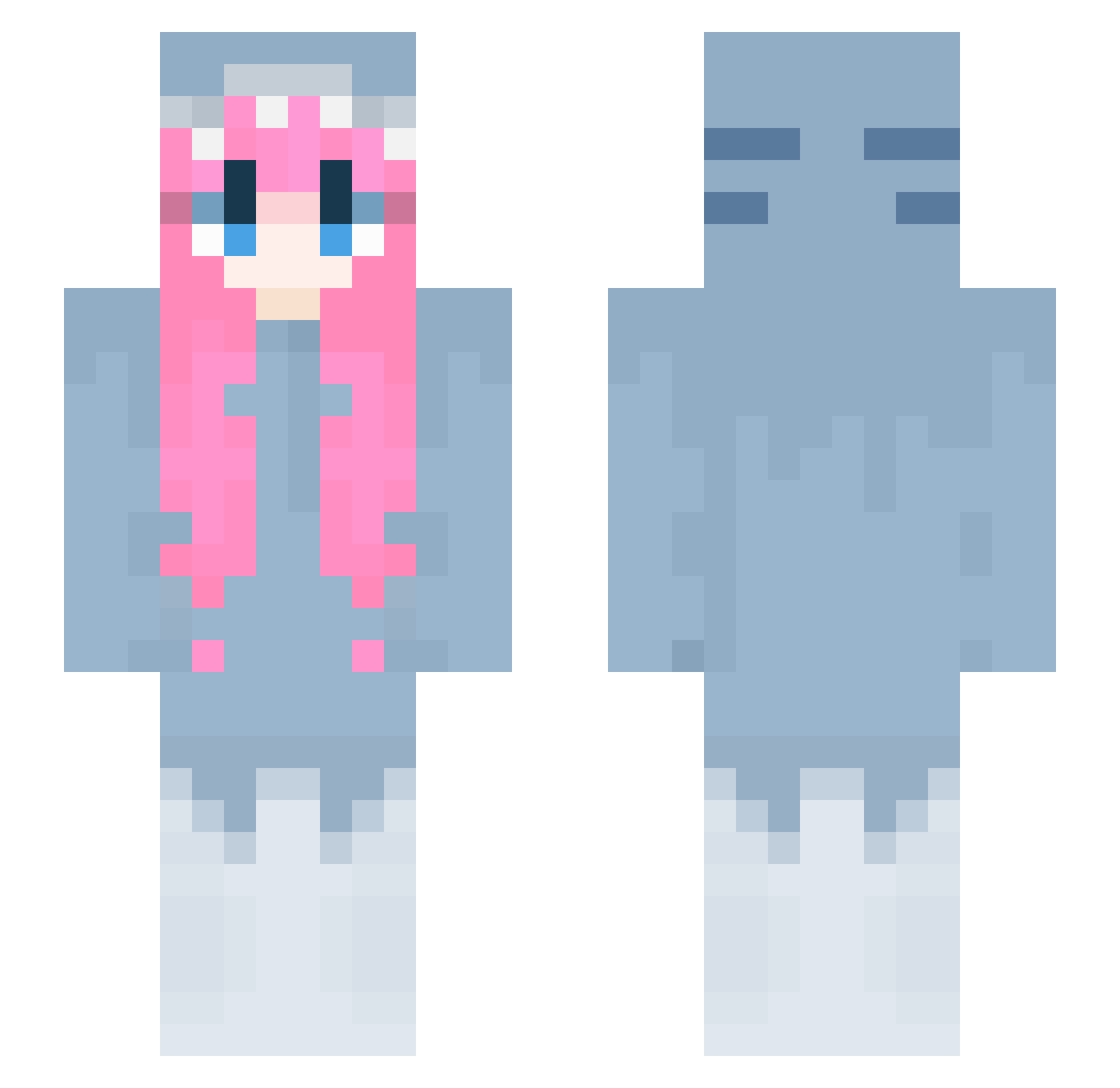 Victoriazockt Minecraft skin, front and back view
