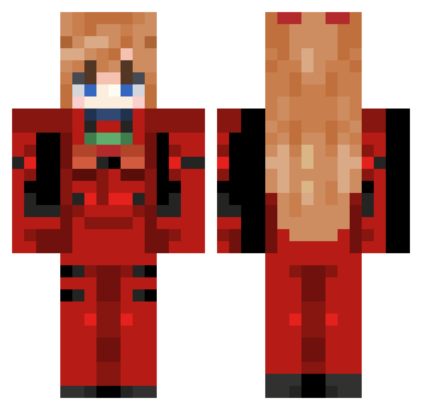 PfCryrd1 Minecraft skin, front and back view