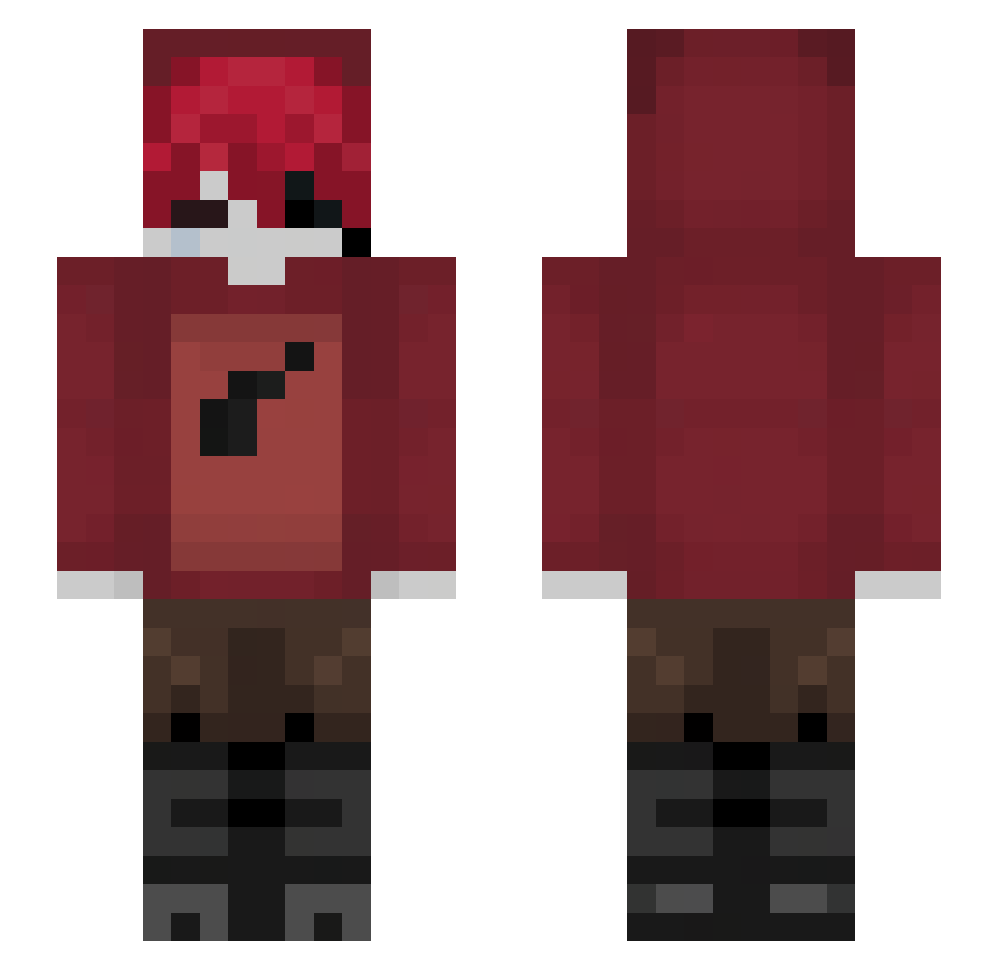 lomsy Minecraft skin, front and back view