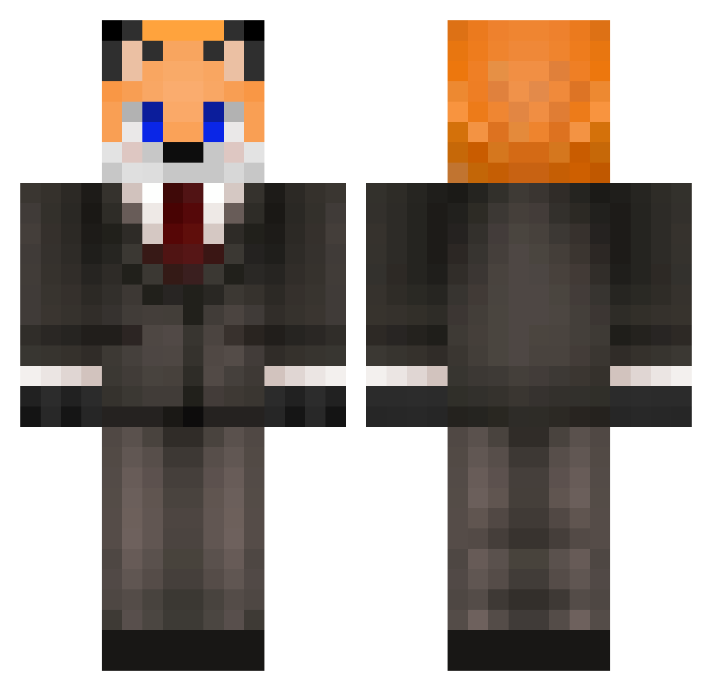 Rement8 Minecraft skin, front and back view