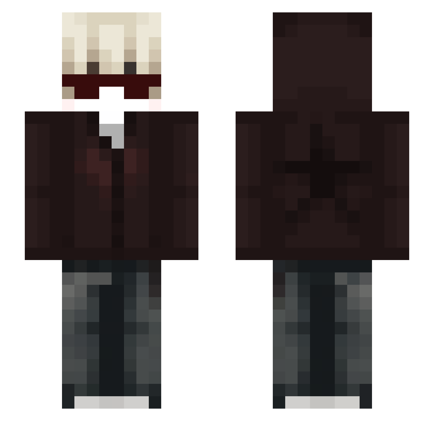 r0Ar1 Minecraft skin, front and back view