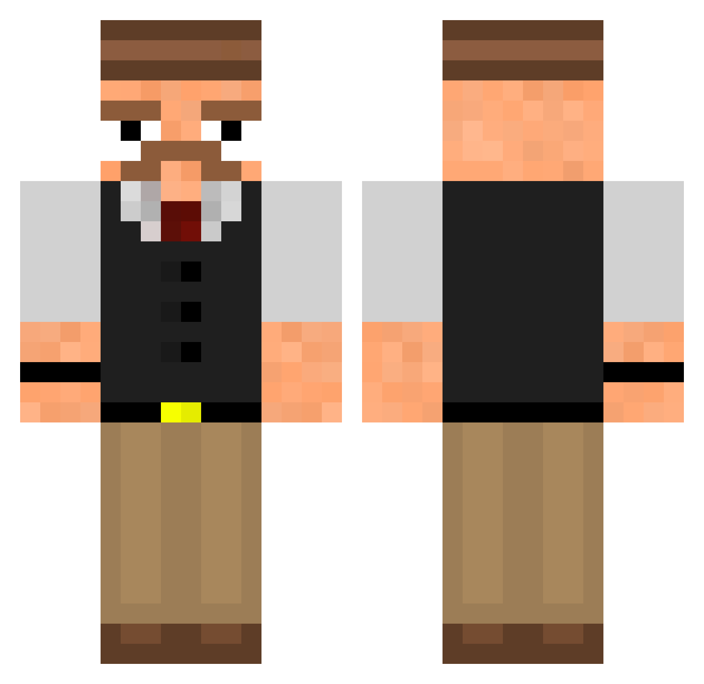 zDuby Minecraft skin, front and back view