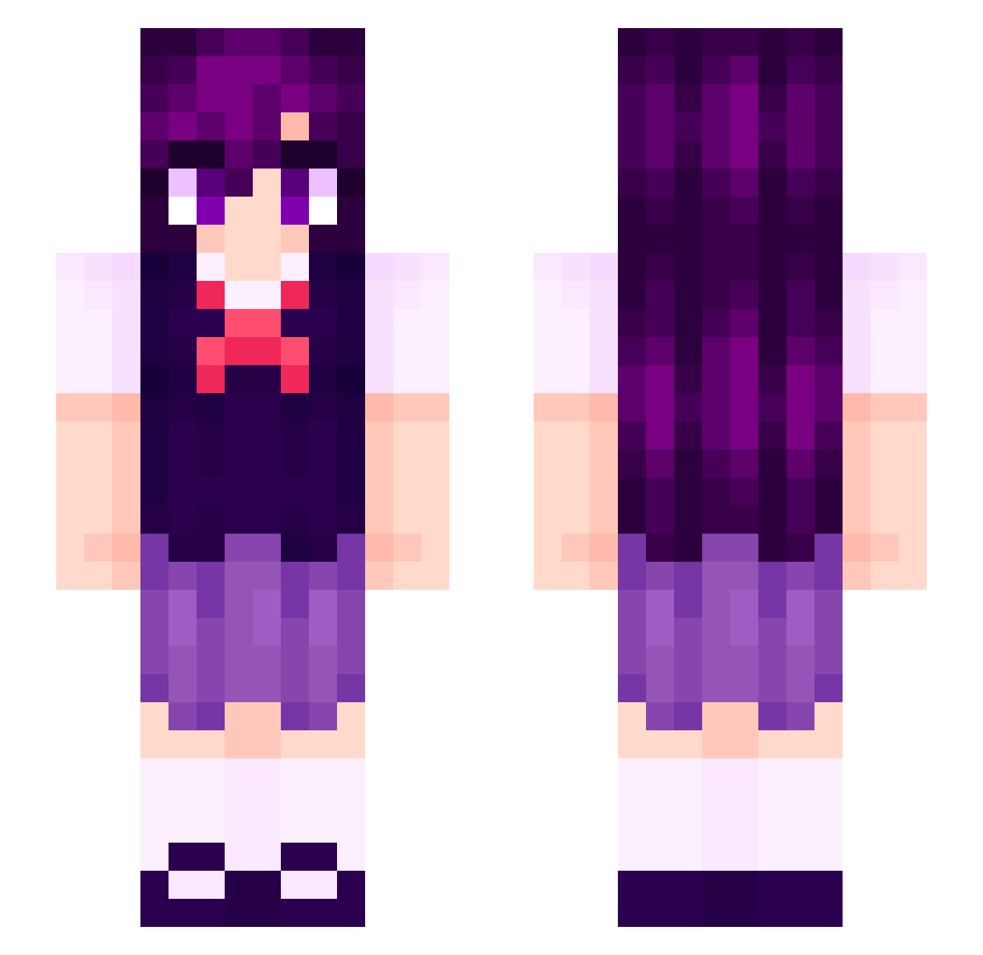 SweetHearted Minecraft skin, front and back view