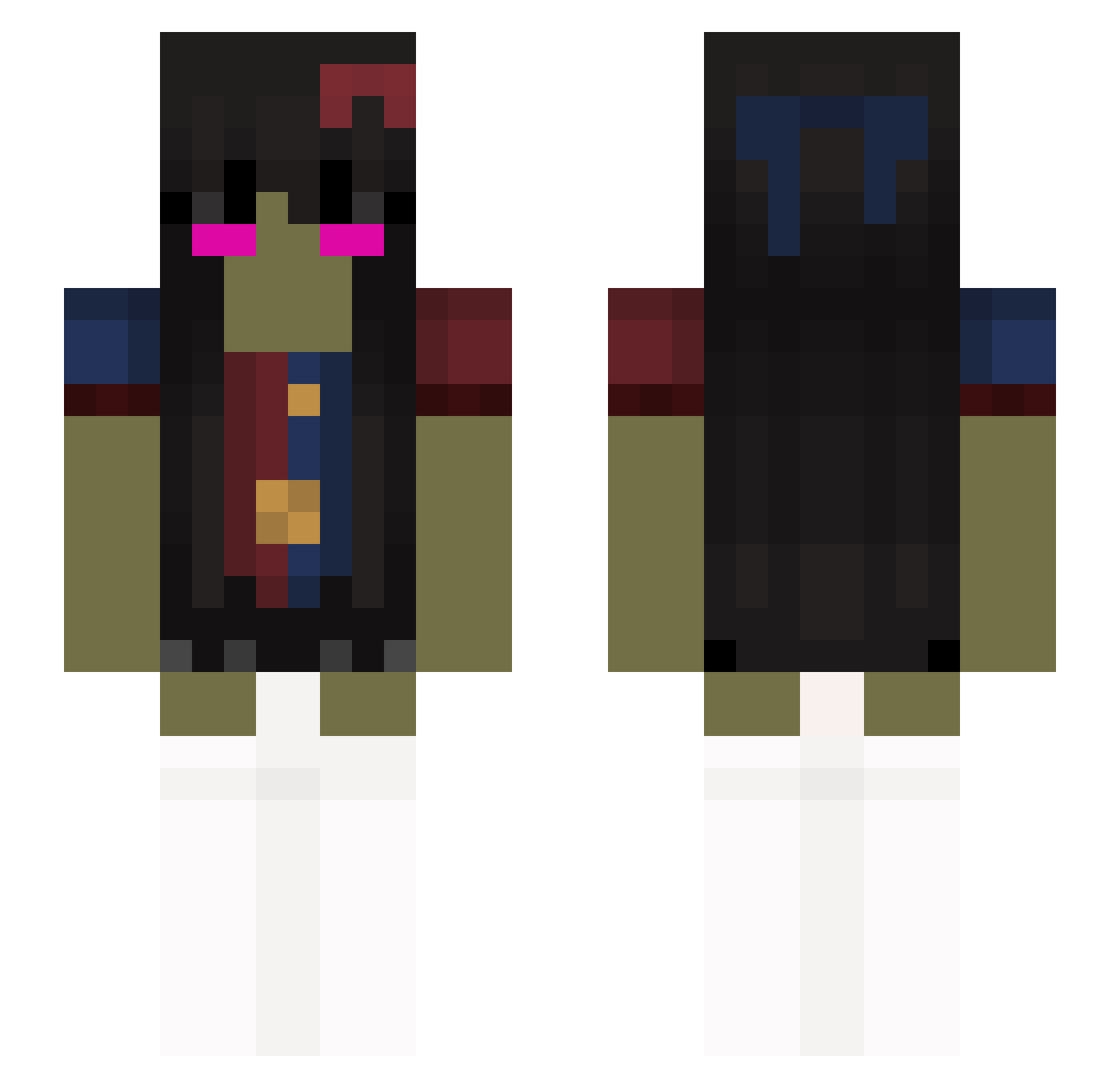 SilentPirate Minecraft skin, front and back view
