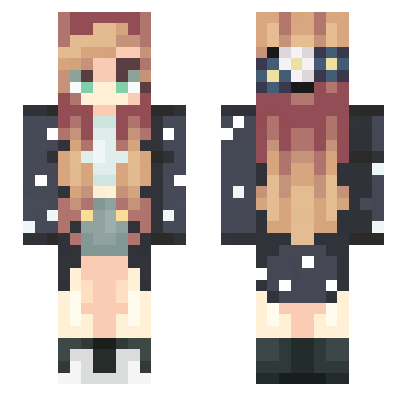 Bella_Pizza Minecraft skin, front and back view