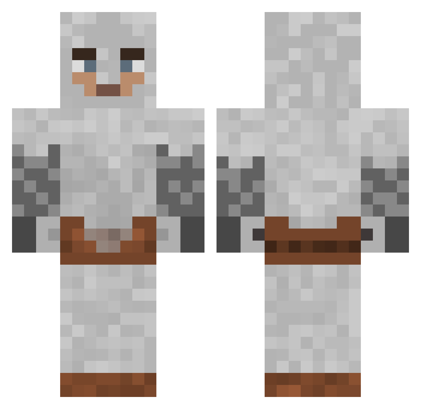 Revolvable Minecraft skin, front and back view