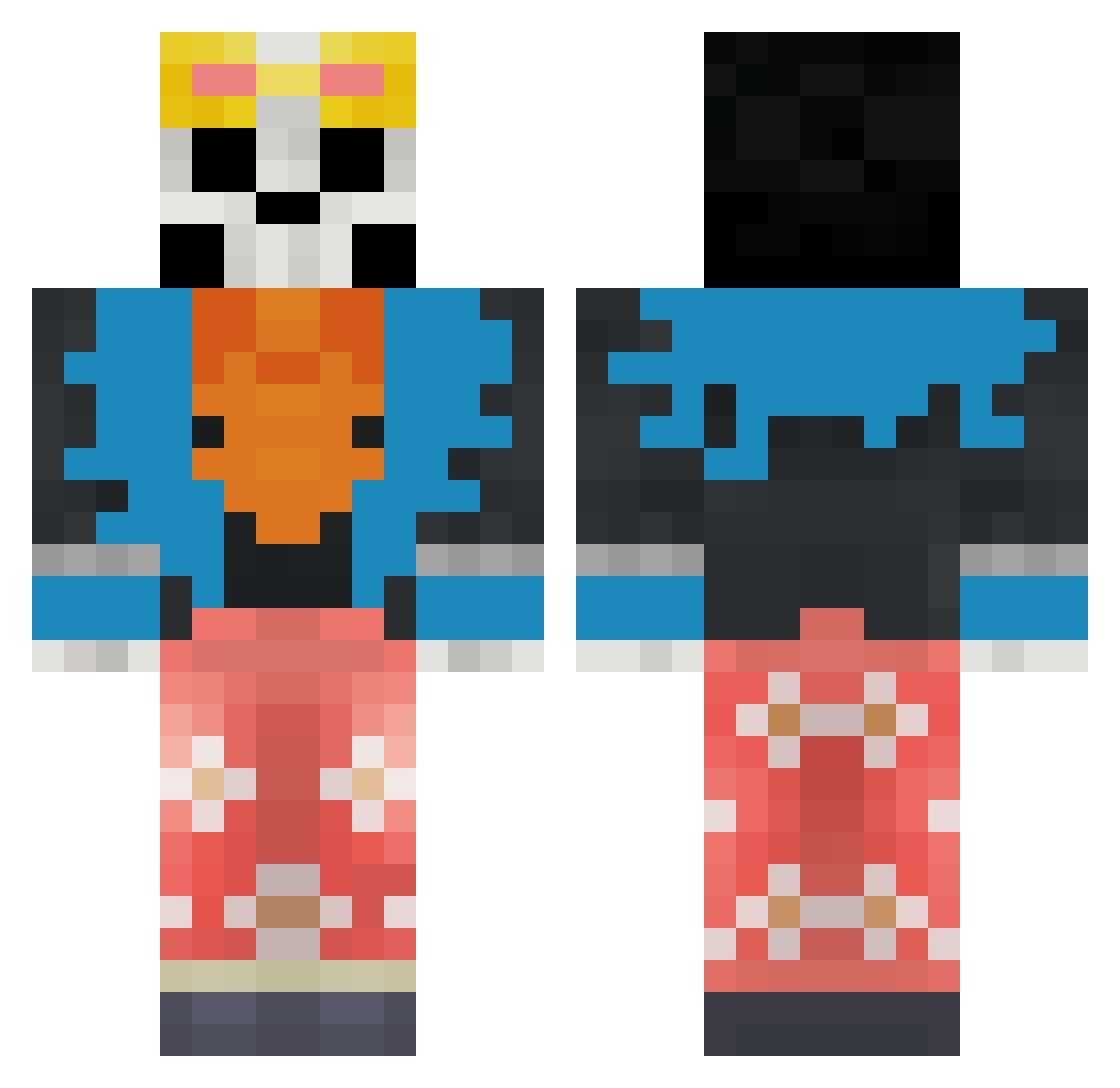 RaamenConCaldito Minecraft skin, front and back view