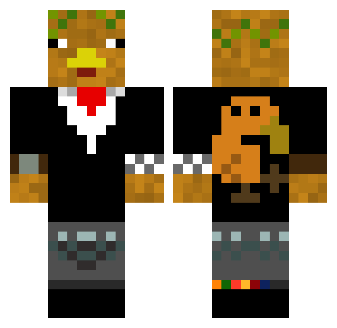 AutisChicken12 Minecraft skin, front and back view