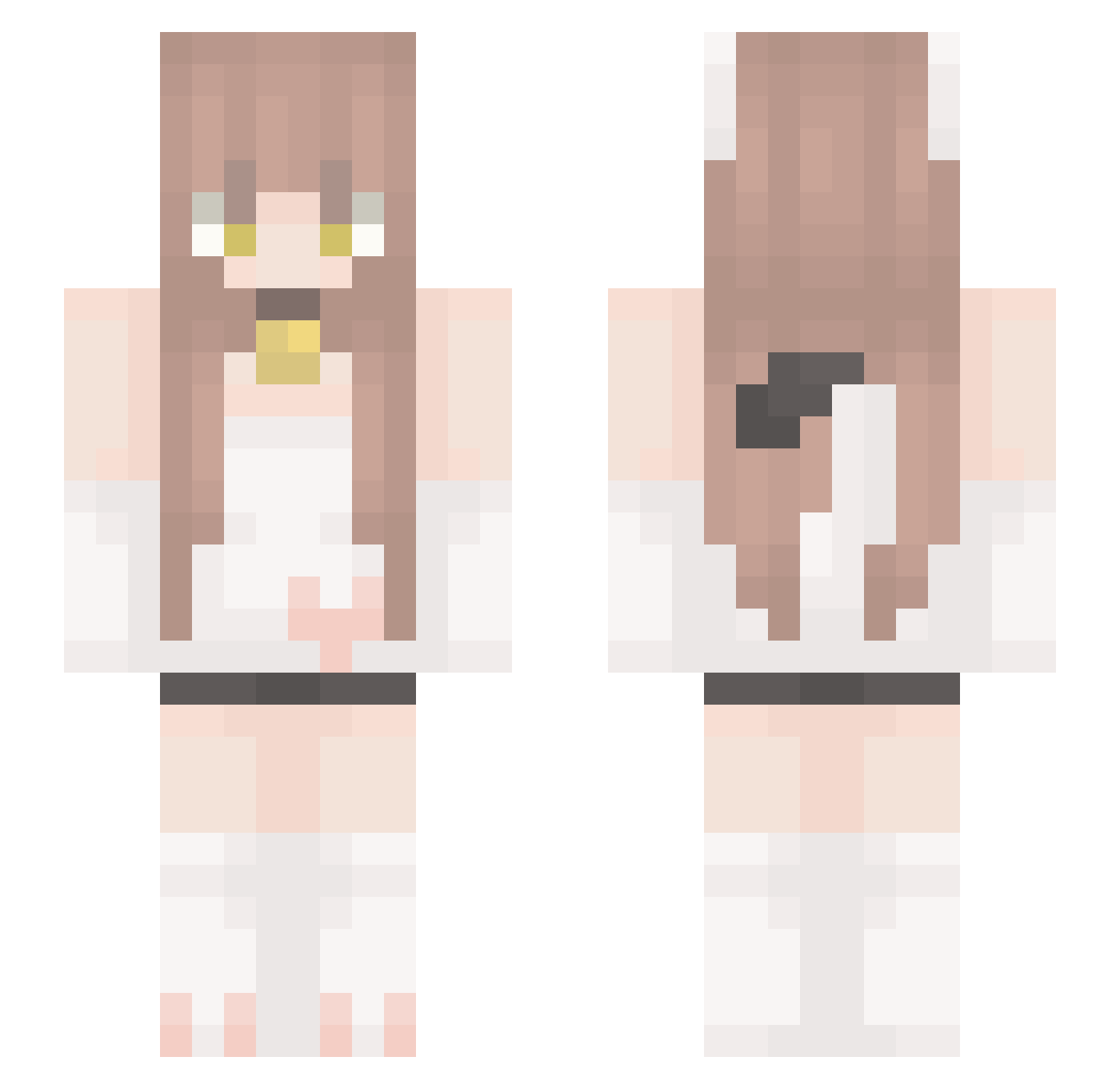 Enderka Minecraft skin, front and back view