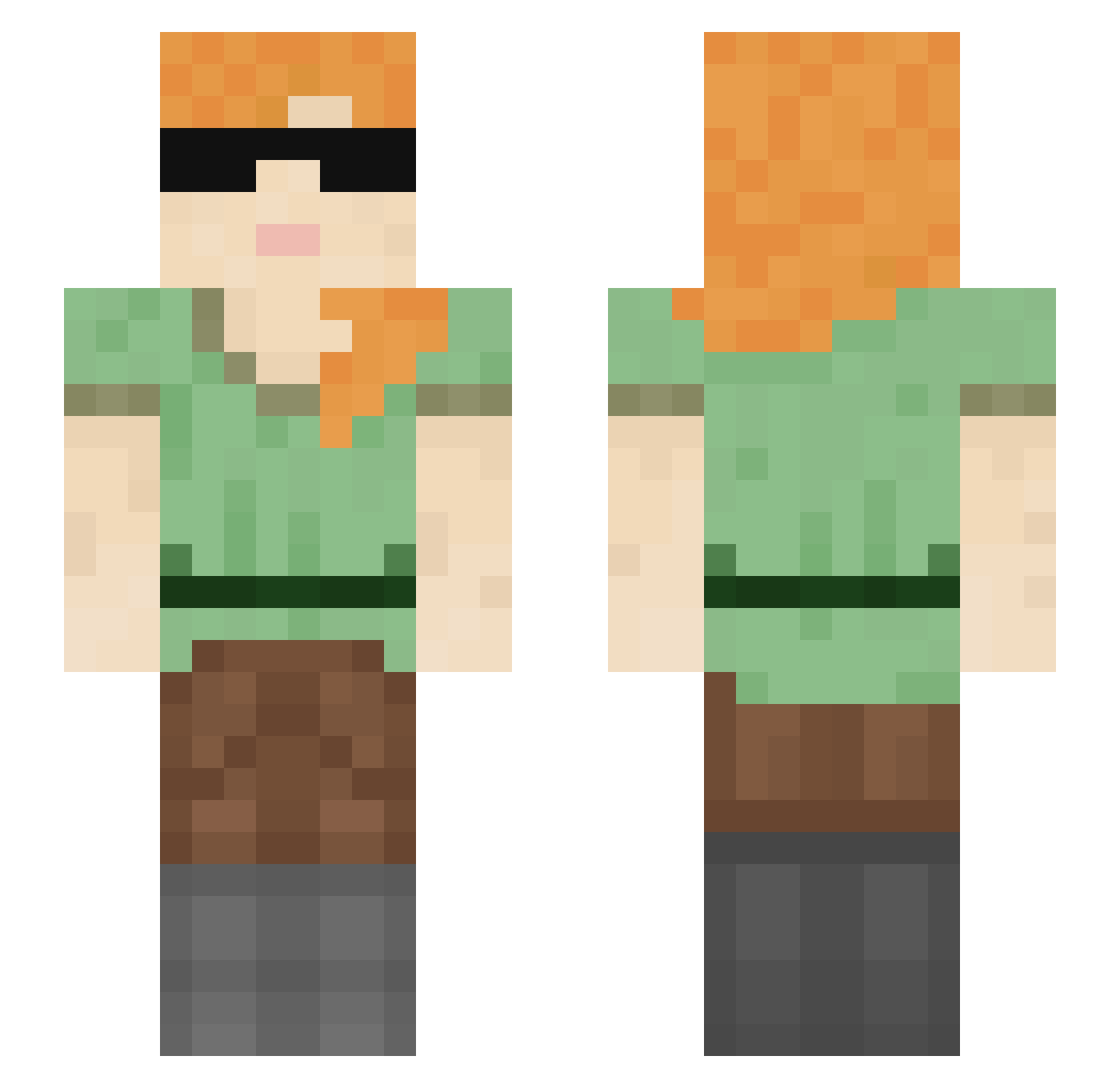 ropor Minecraft skin, front and back view