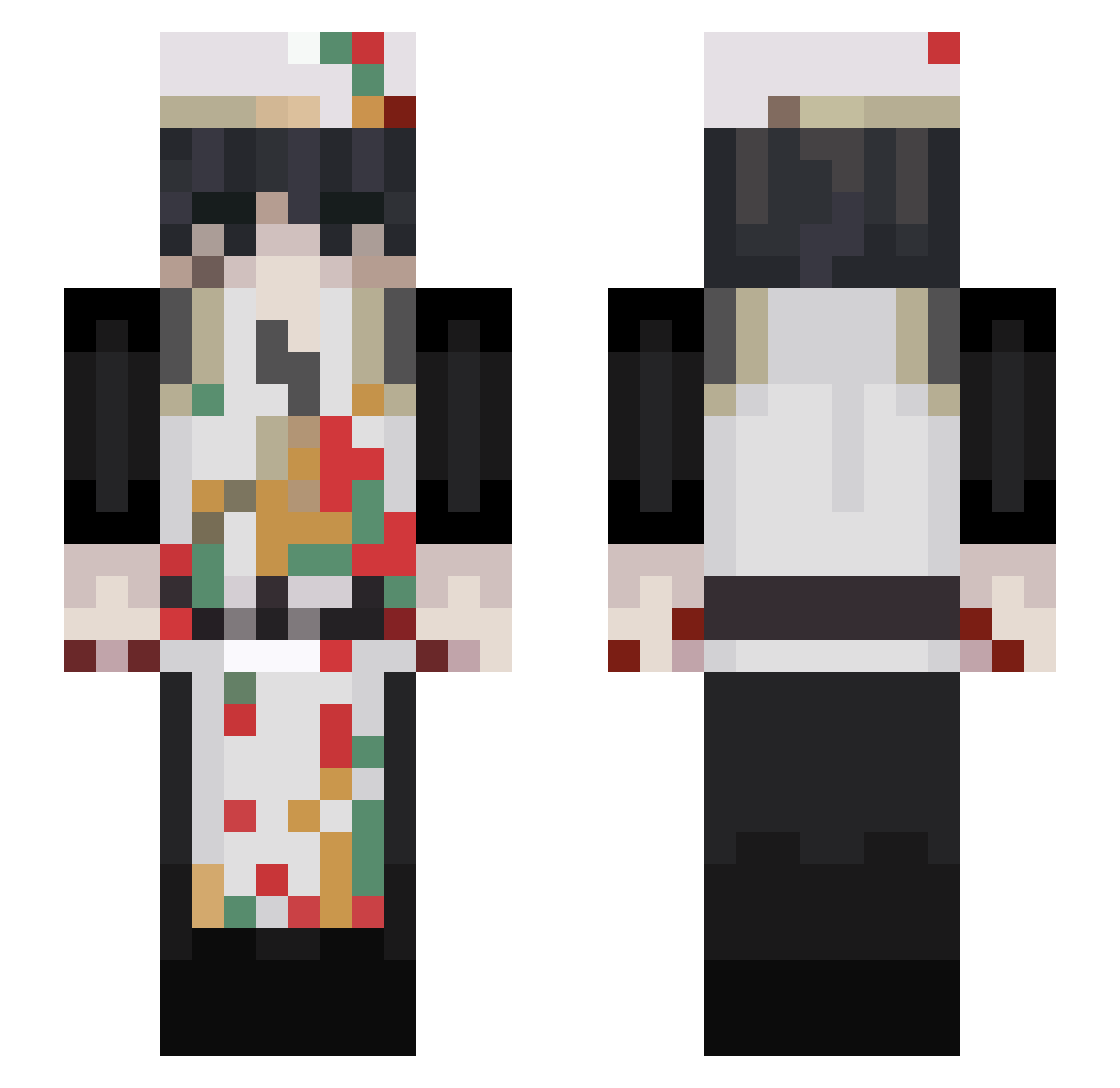 ZerHost Minecraft skin, front and back view