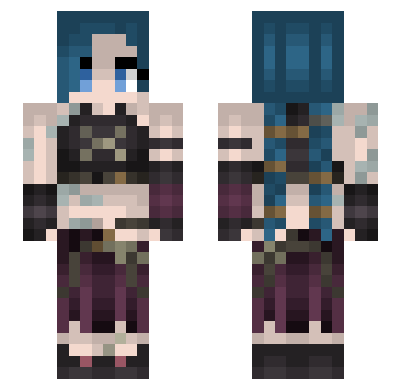 34christ Minecraft skin, front and back view