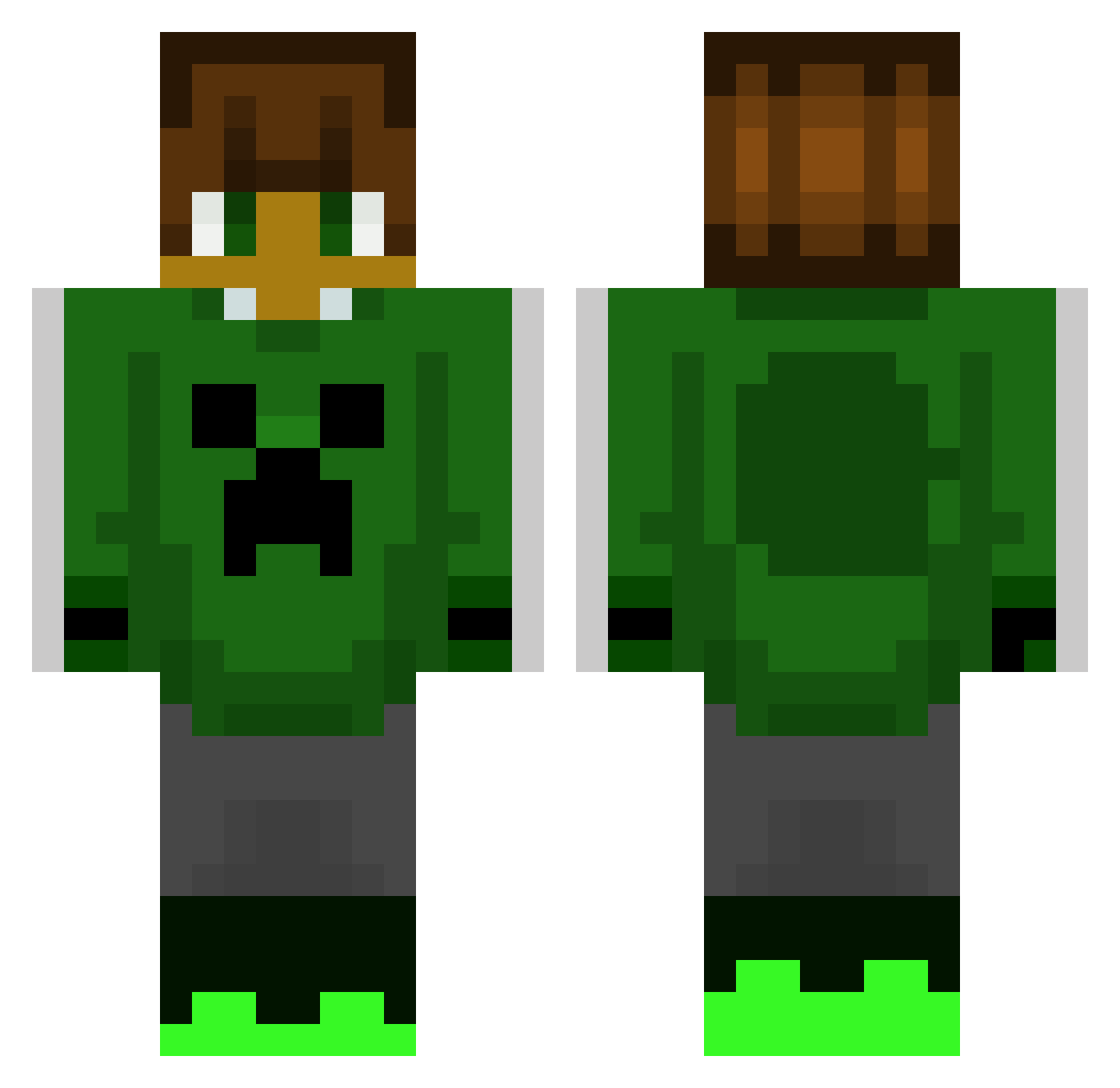 V0idWh1sker Minecraft skin, front and back view