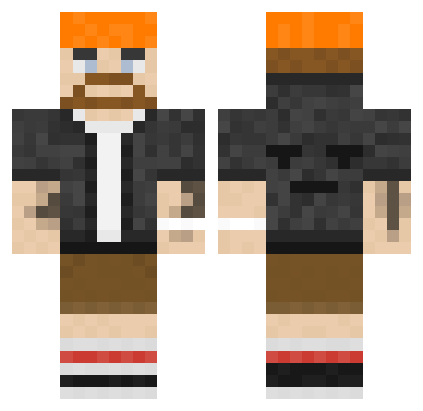 Waventum Minecraft skin, front and back view