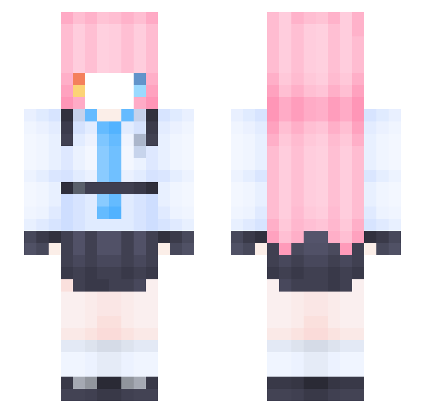 Takanashi_Slime Minecraft skin, front and back view