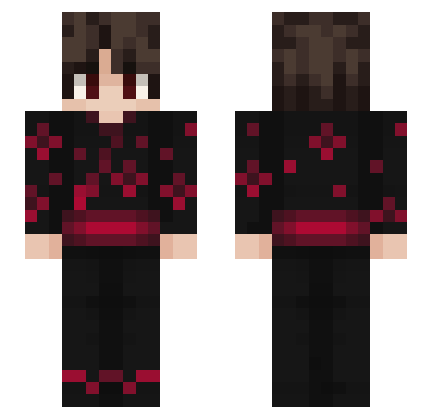 TheMelishy Minecraft skin, front and back view