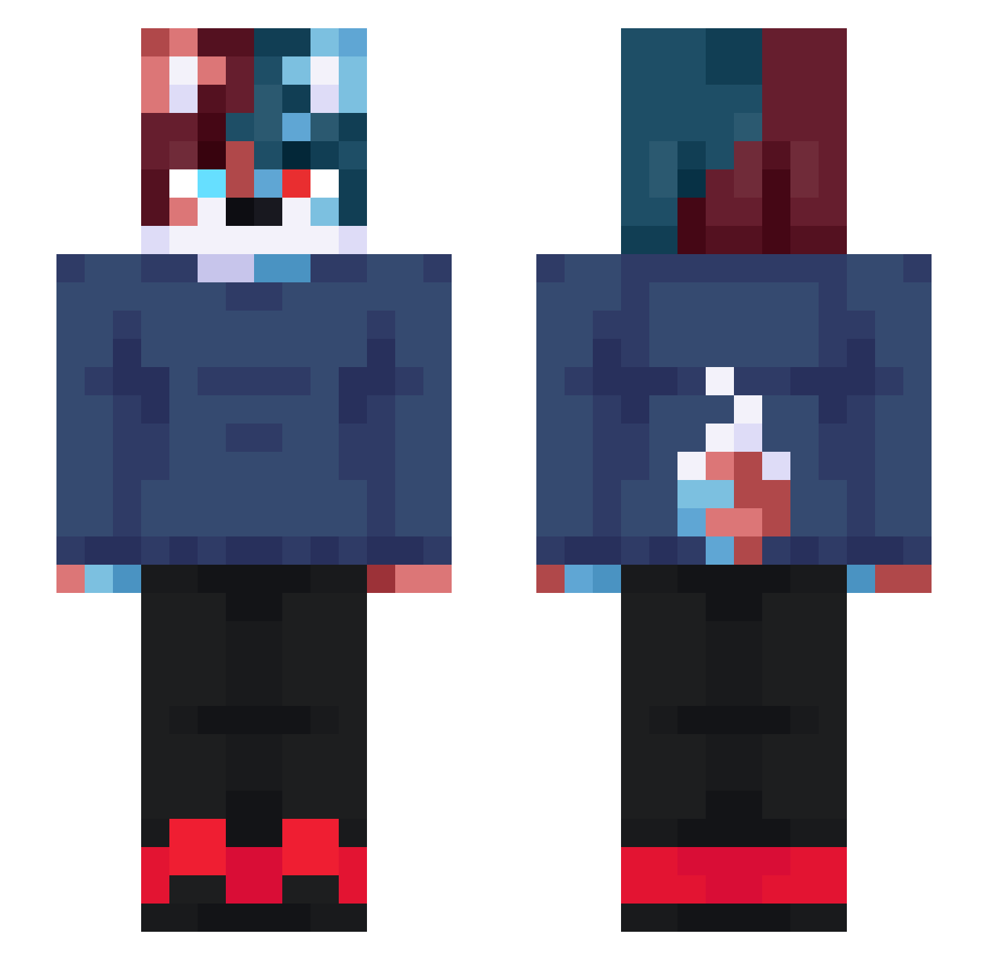 MaskL Minecraft skin, front and back view
