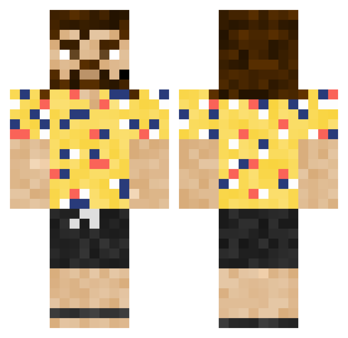 MrSpit Minecraft skin, front and back view