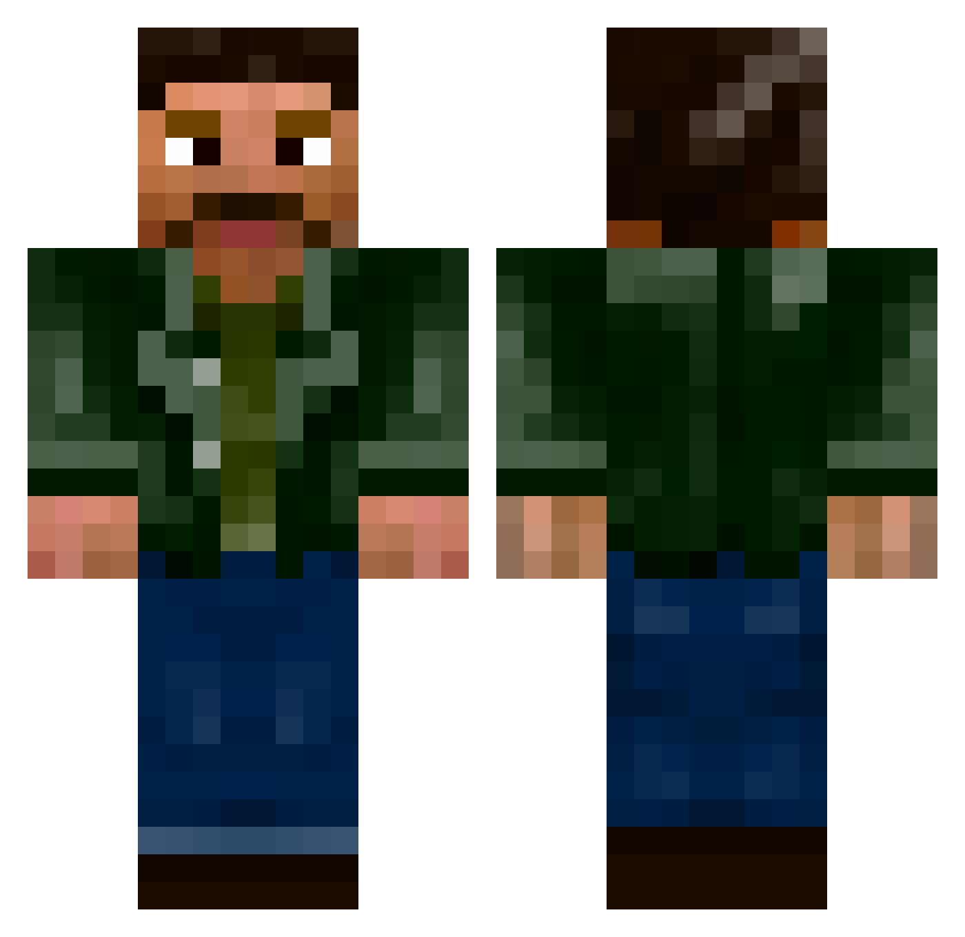 Stakhanovite Minecraft skin, front and back view