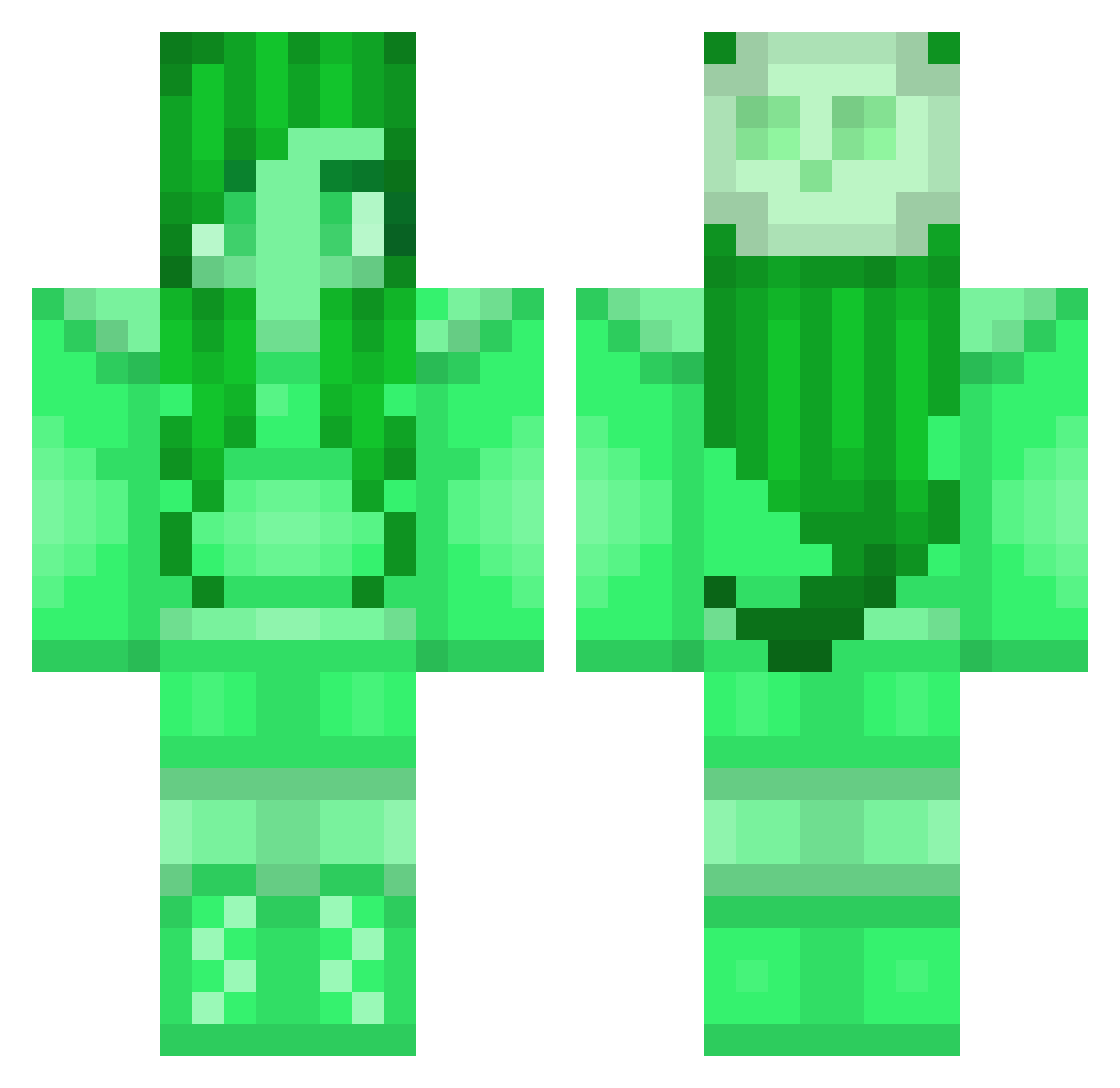2EyedSlime Minecraft skin, front and back view