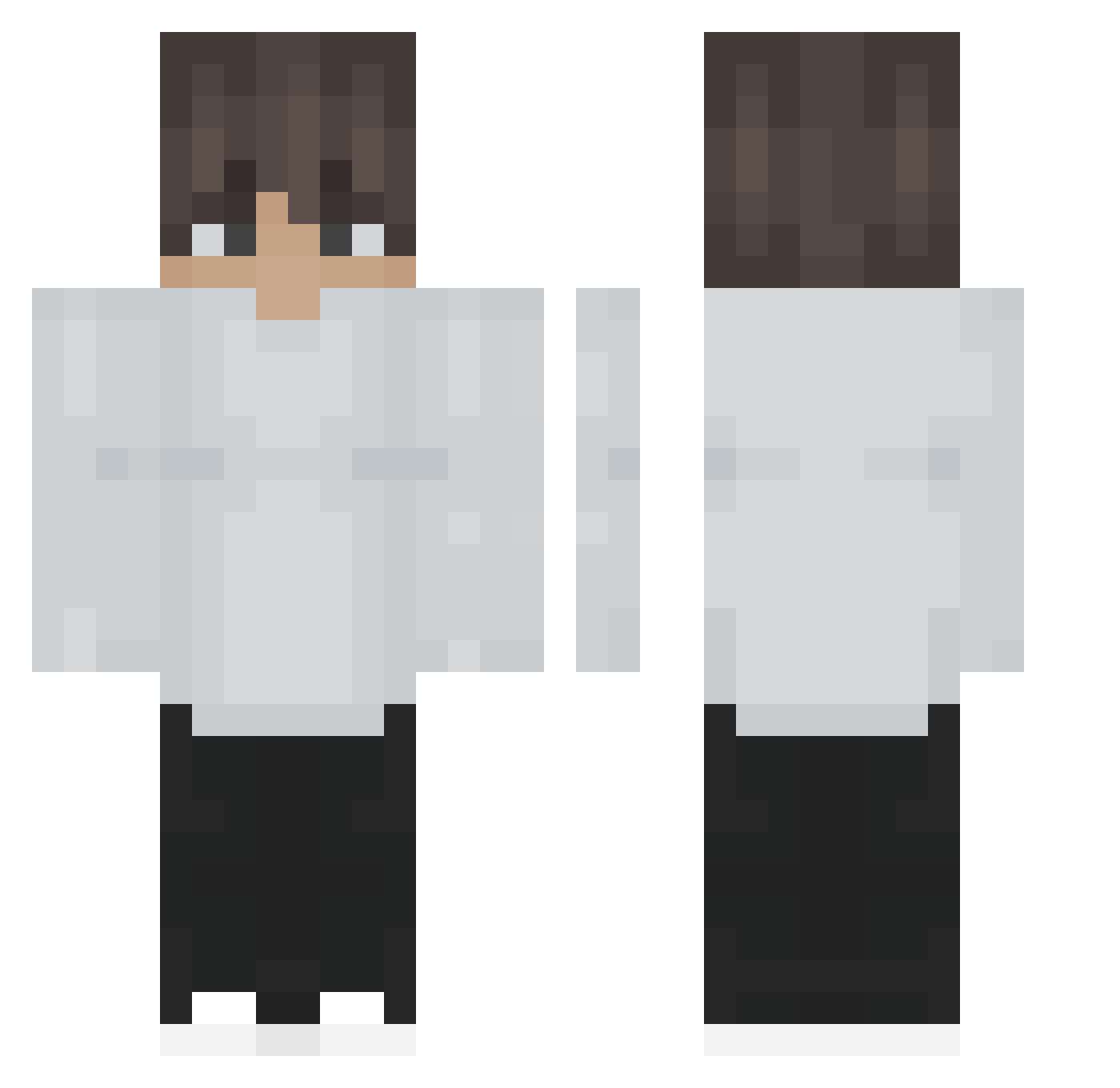Whitev8 Minecraft skin, front and back view