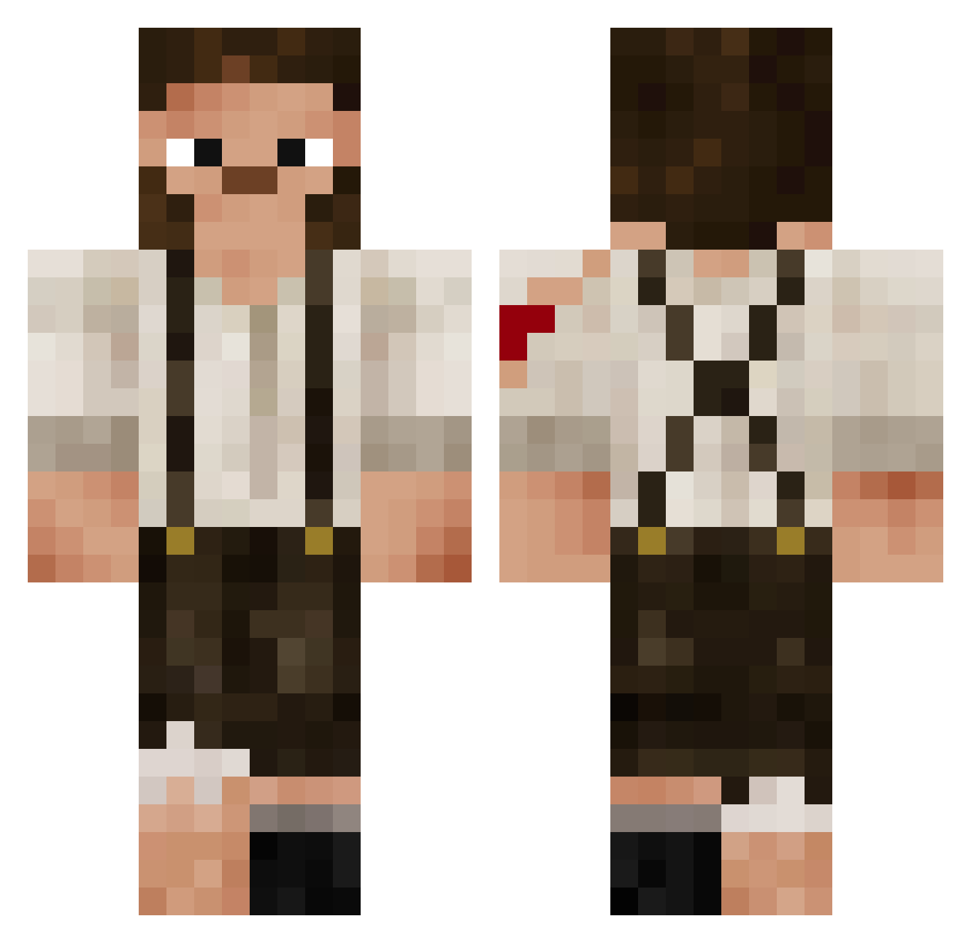 GamenCaughtFire Minecraft skin, front and back view