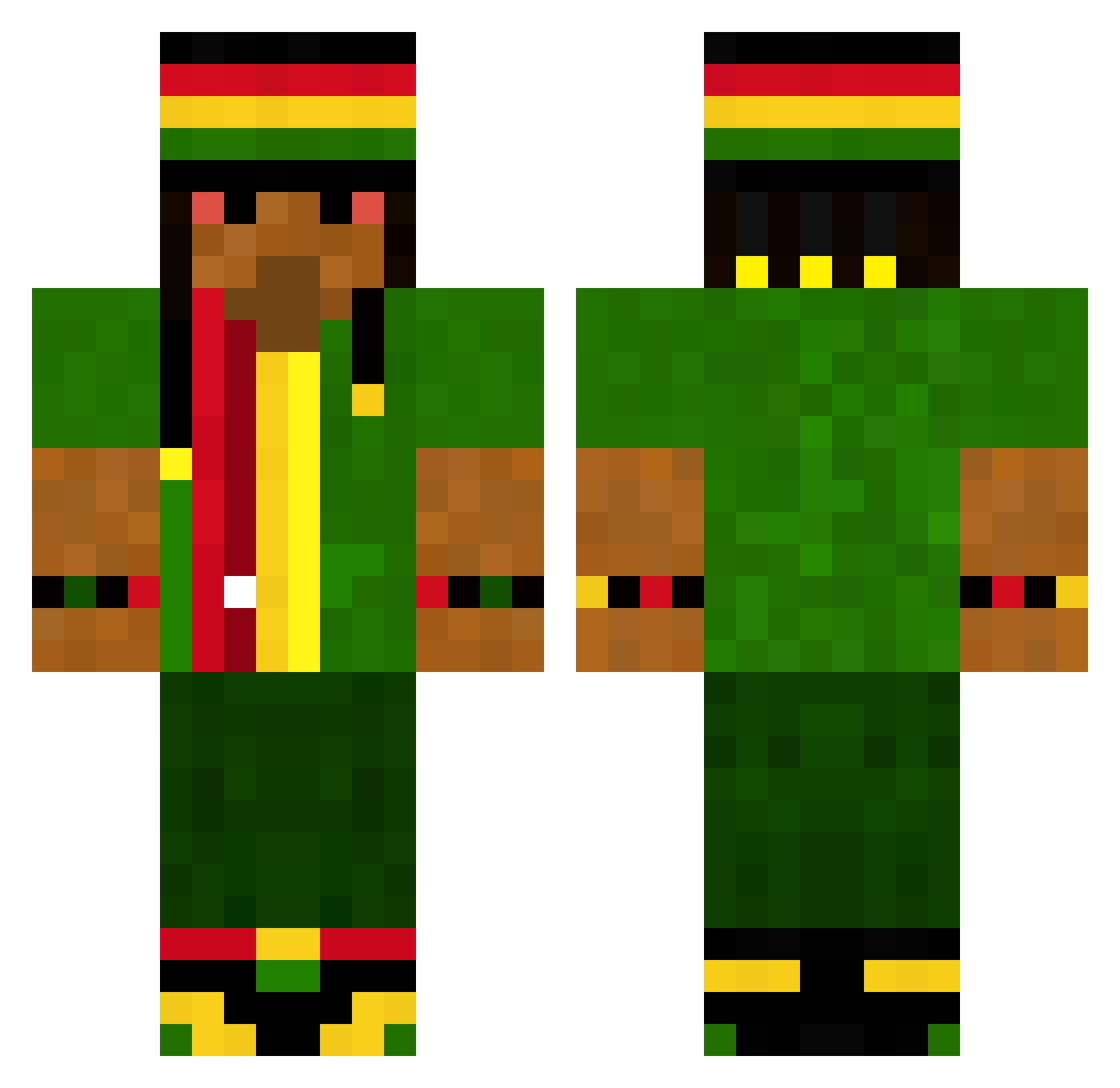 claucrf Minecraft skin, front and back view