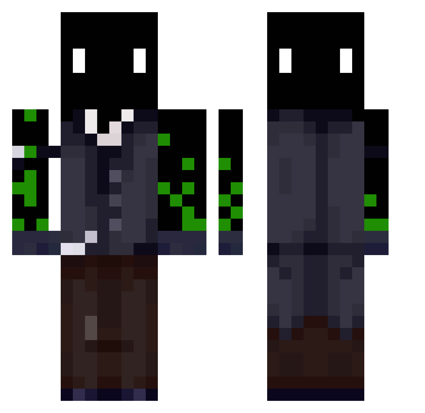 tehdasasetus Minecraft skin, front and back view