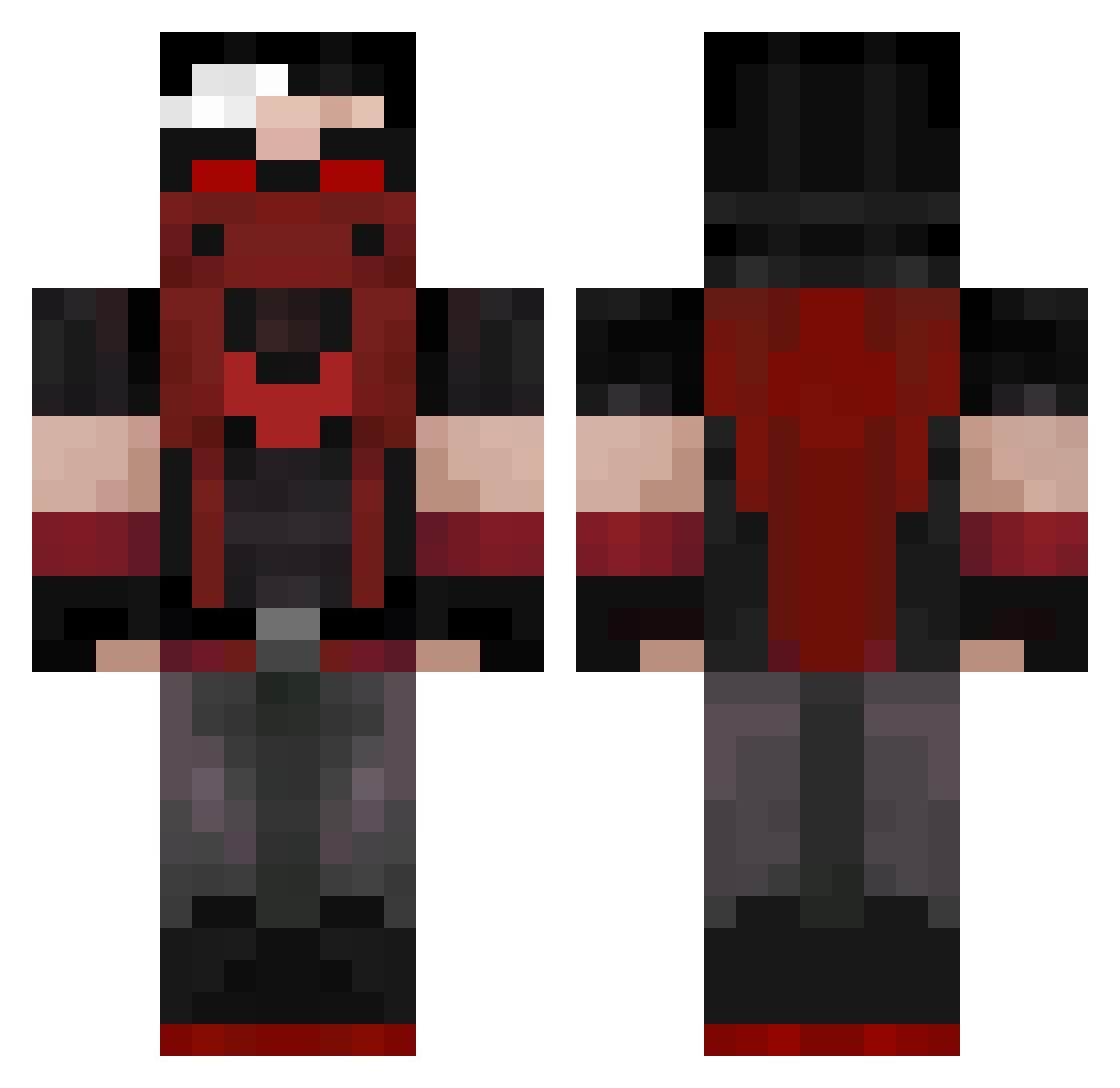 RedHoodLover Minecraft skin, front and back view