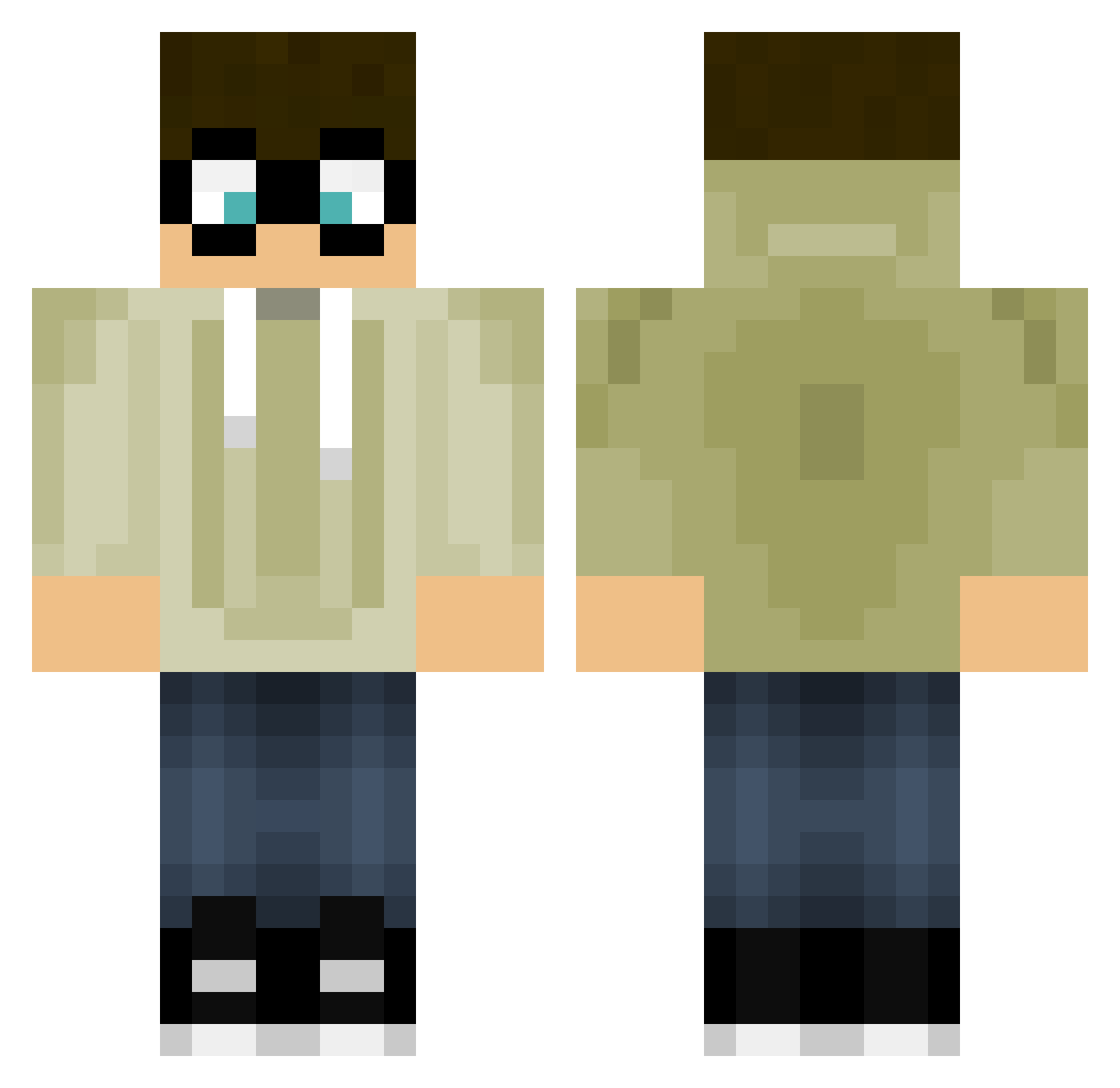 T0BYGamez Minecraft skin, front and back view