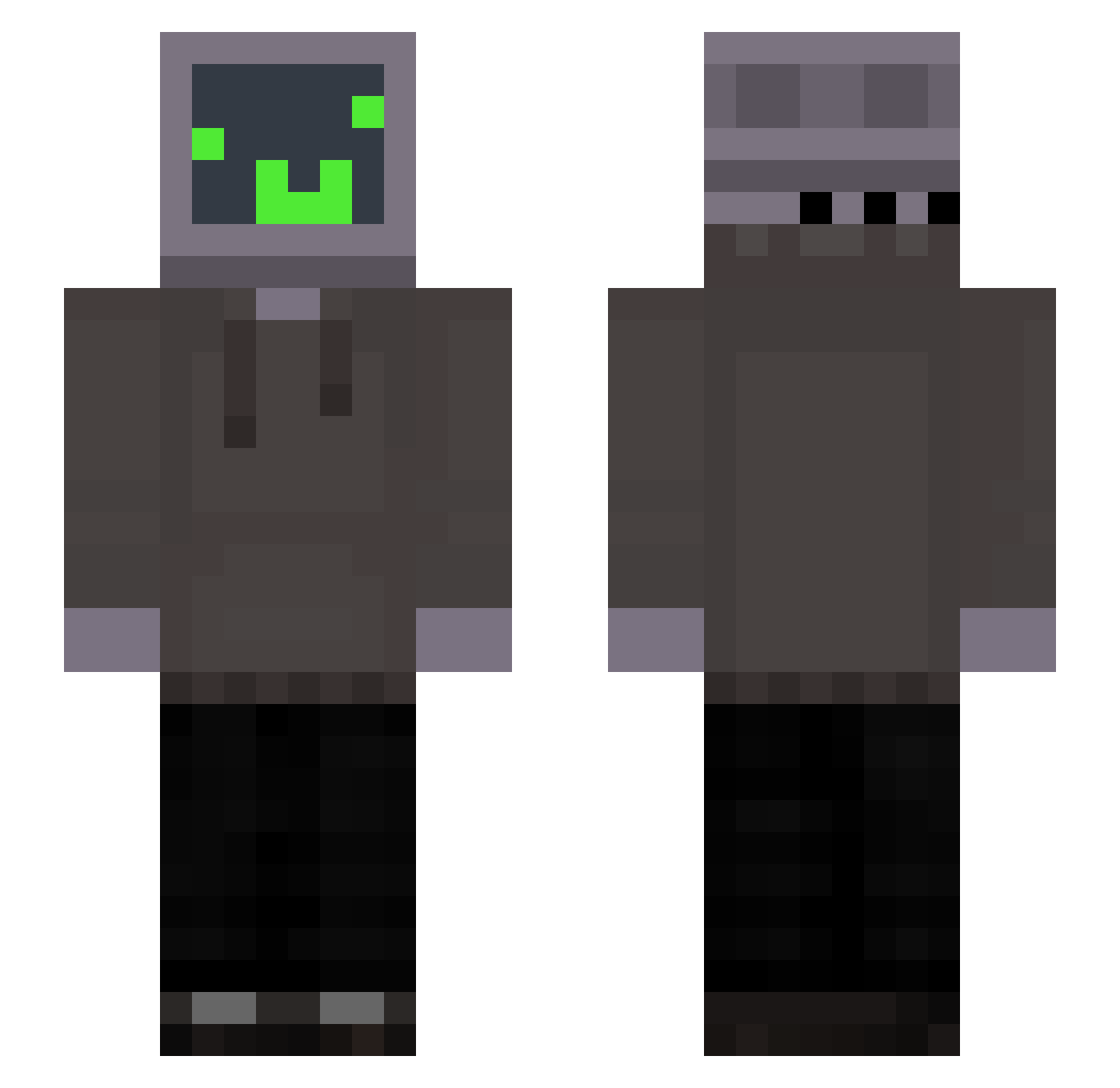 Unknownse Minecraft skin, front and back view