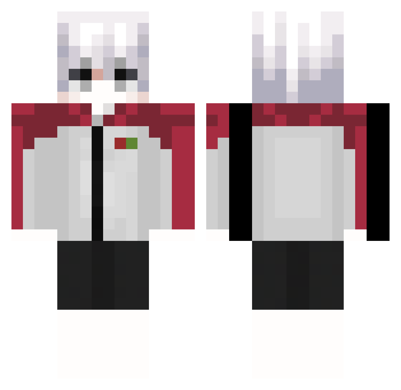 Menxias Minecraft skin, front and back view