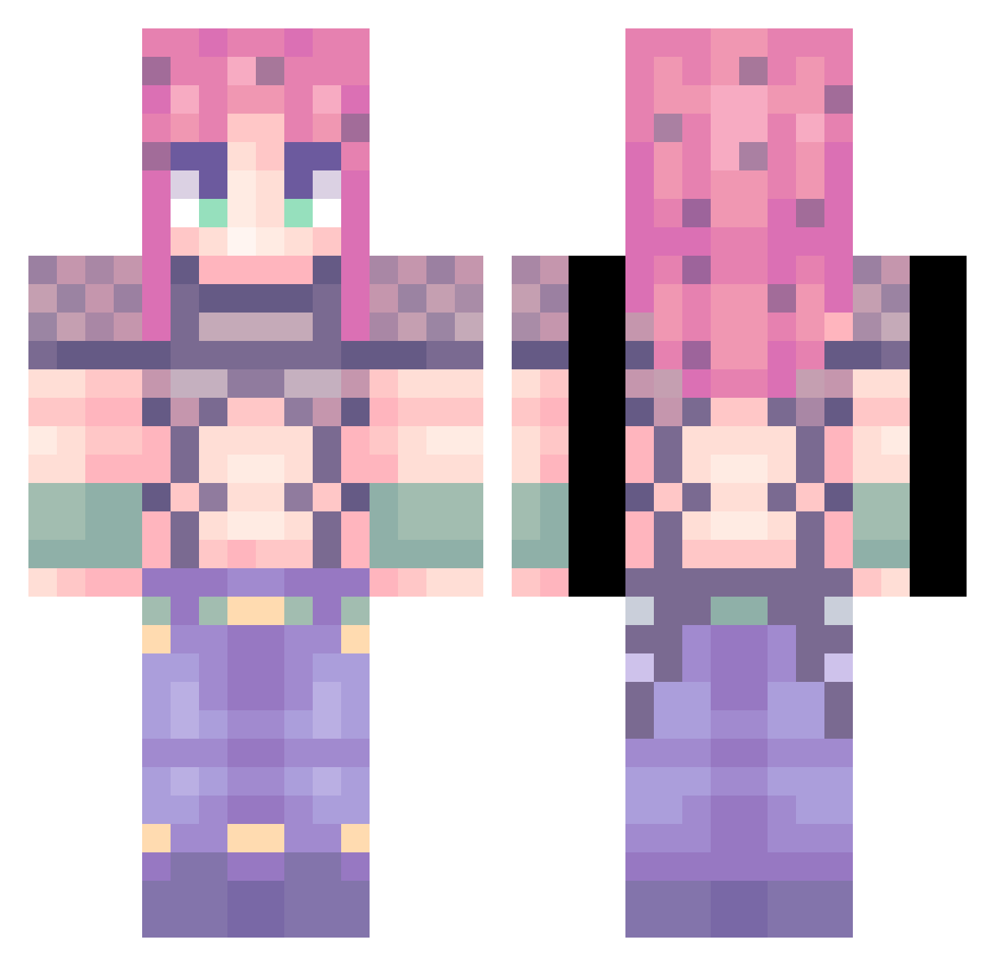 lockkun Minecraft skin, front and back view