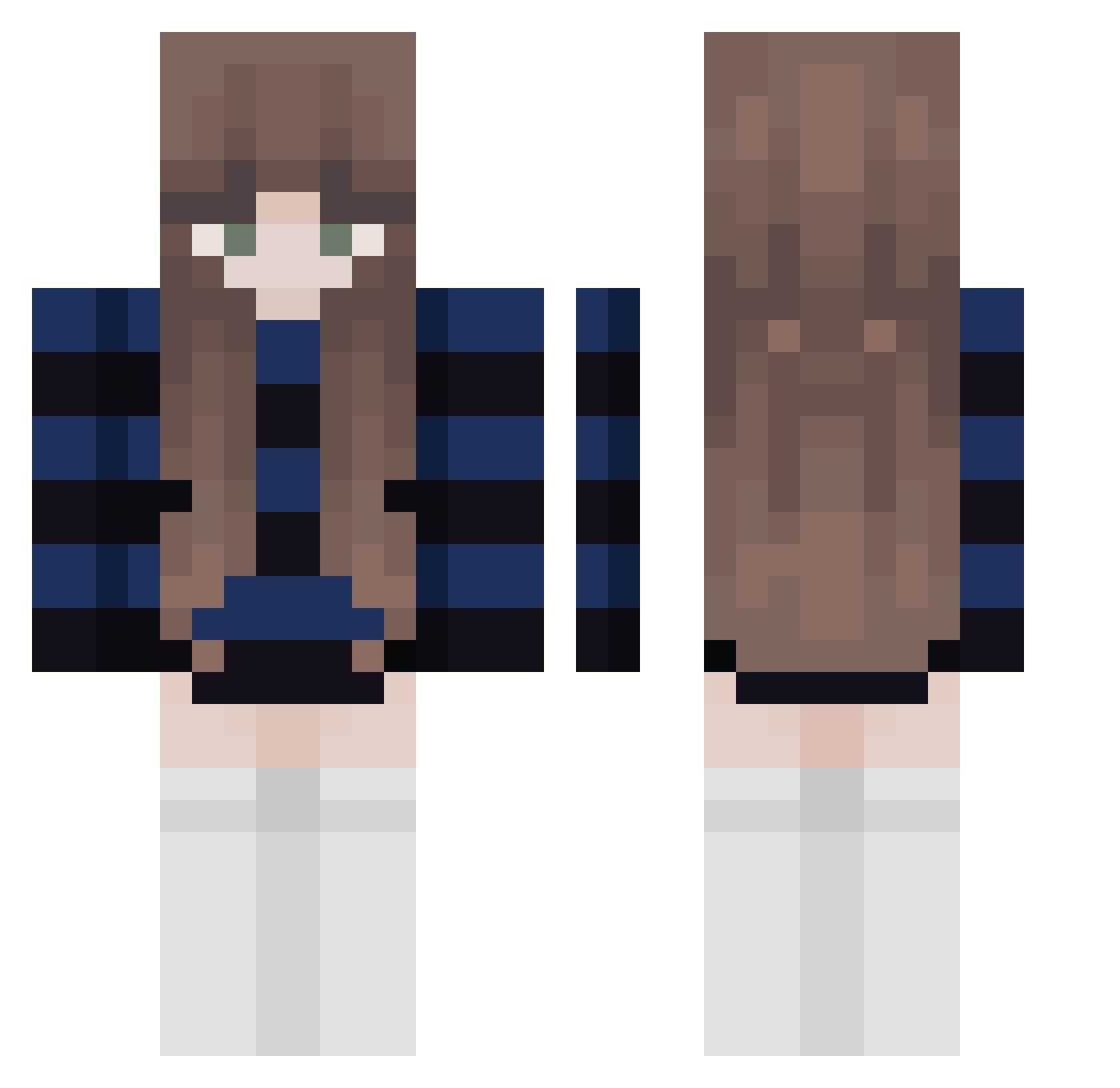 arelleski Minecraft skin, front and back view