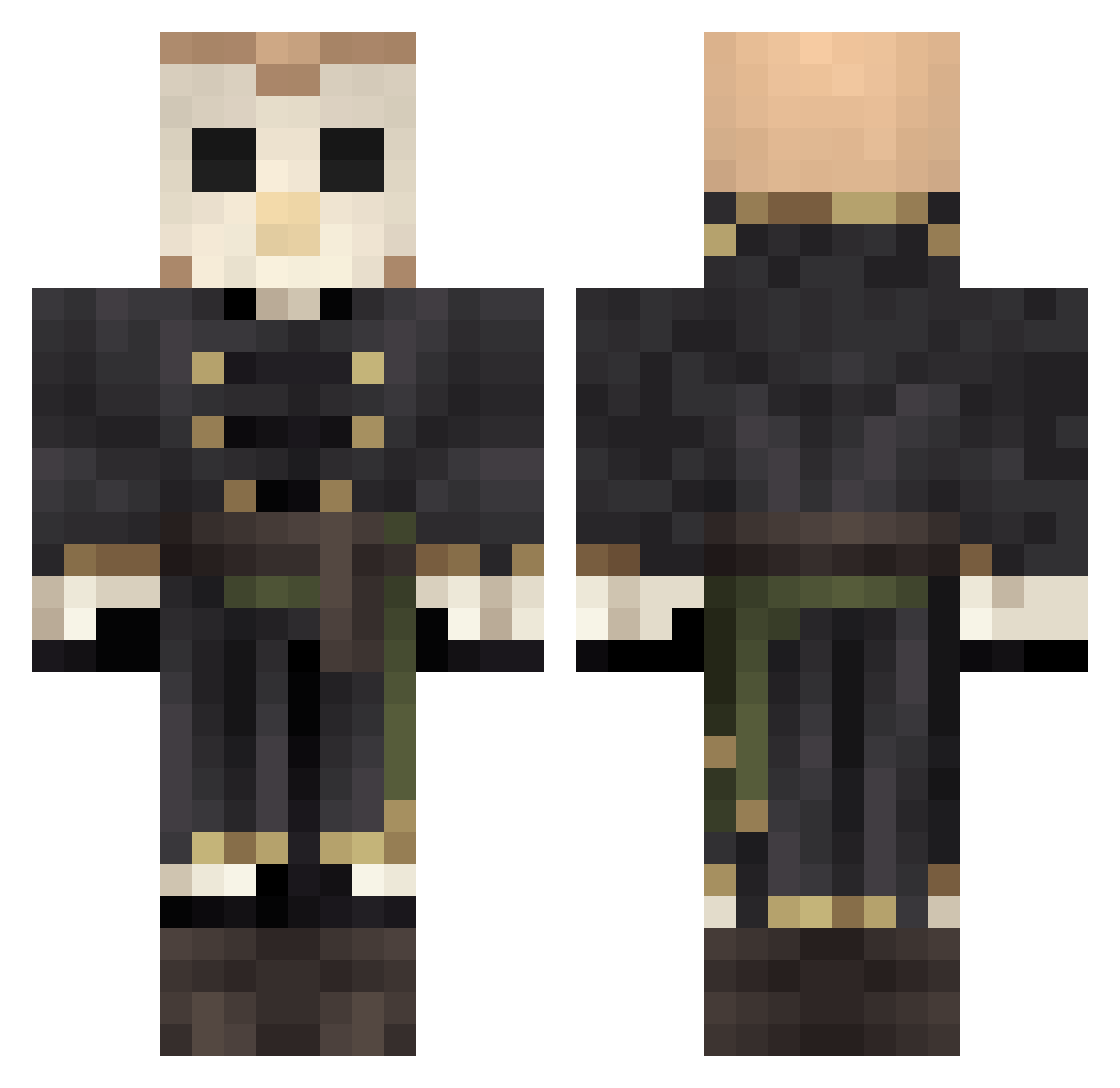 WeaknessRefused Minecraft skin, front and back view