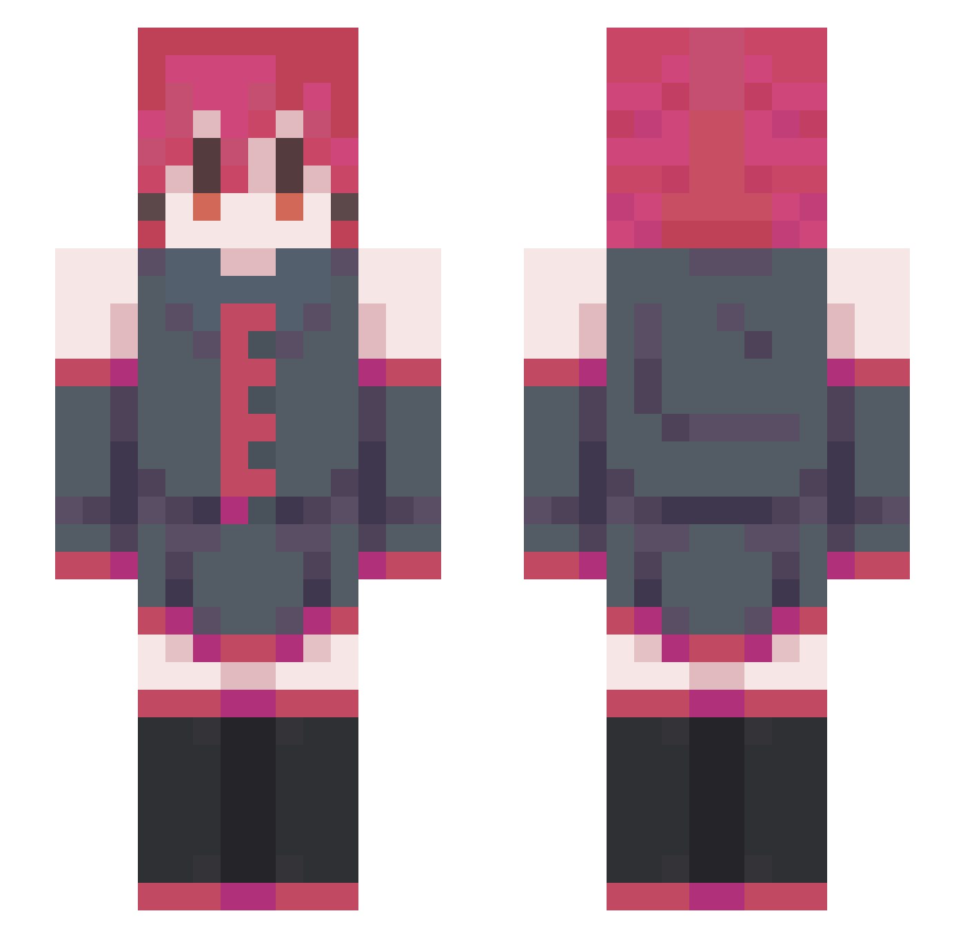 hardcoreblock Minecraft skin, front and back view