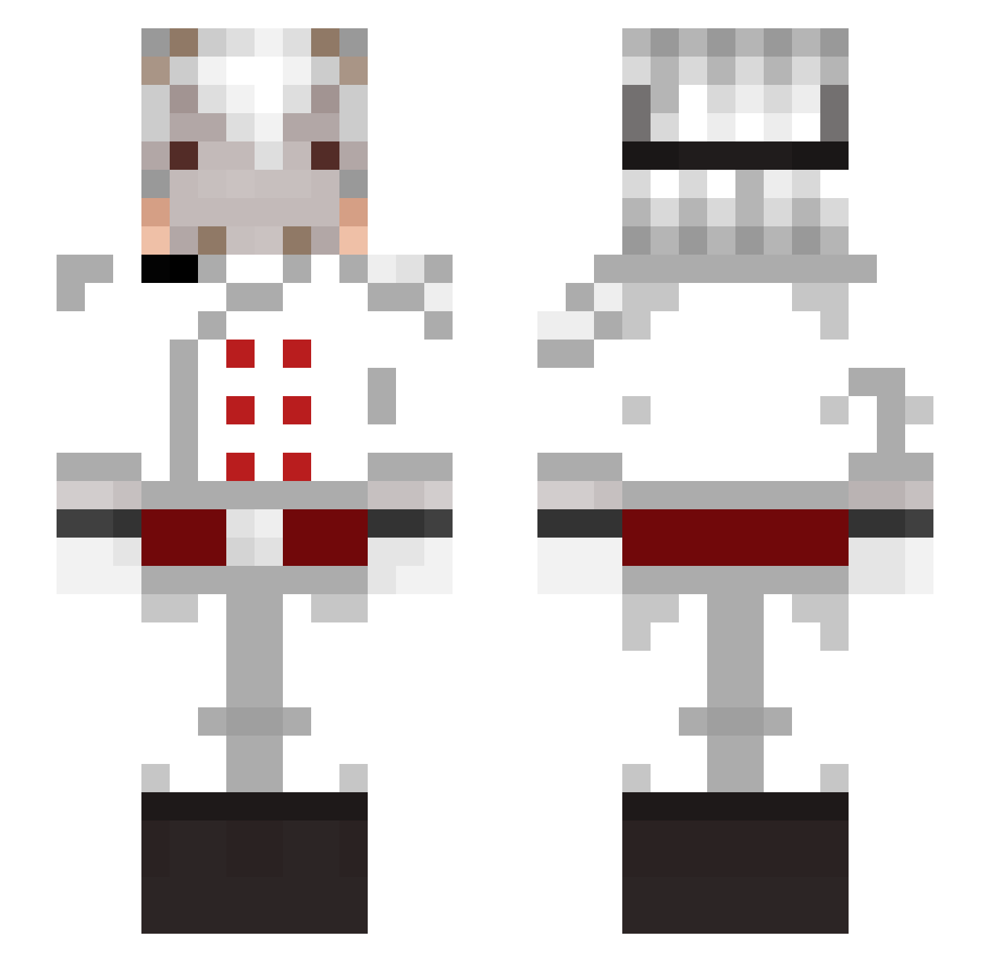 Alzyan Minecraft skin, front and back view