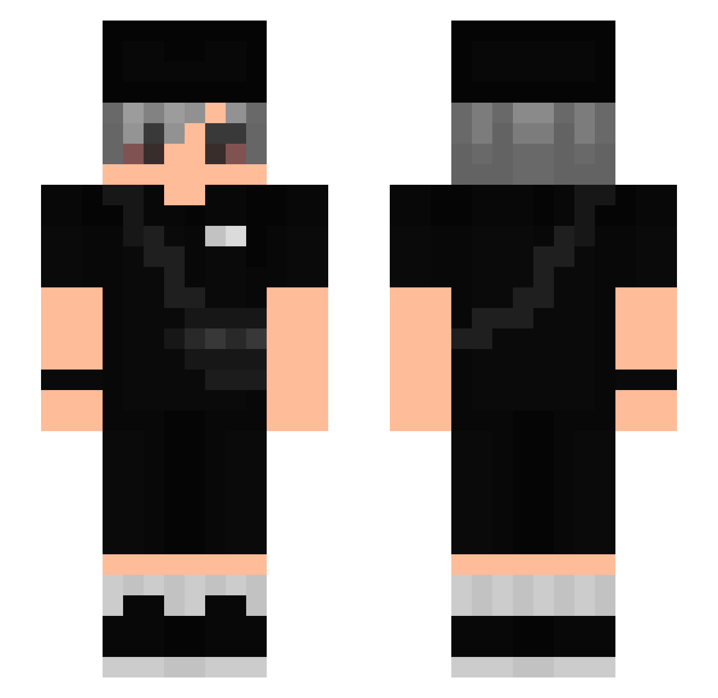 PitPredator Minecraft skin, front and back view