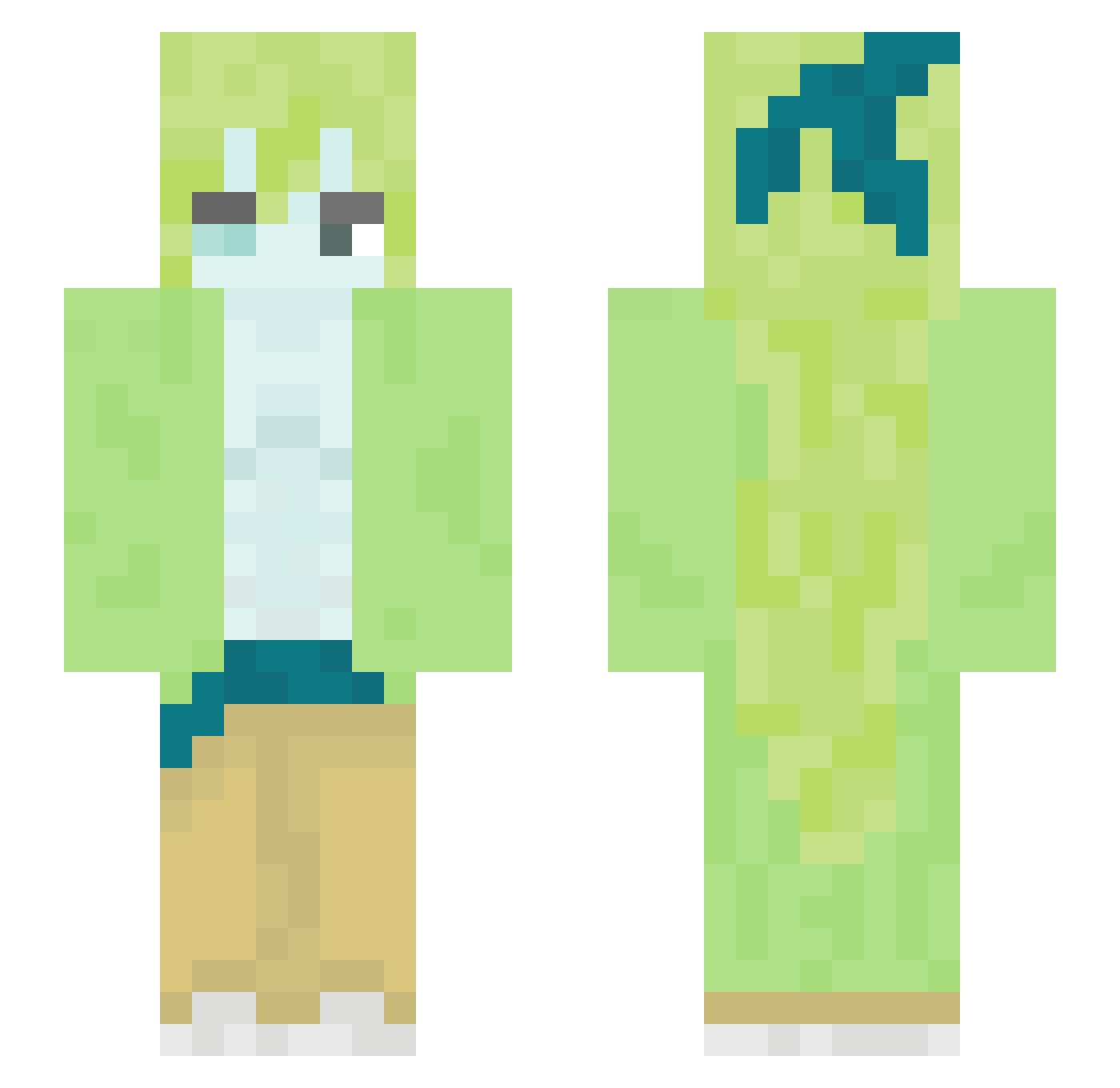 StupidManSuit Minecraft skin, front and back view