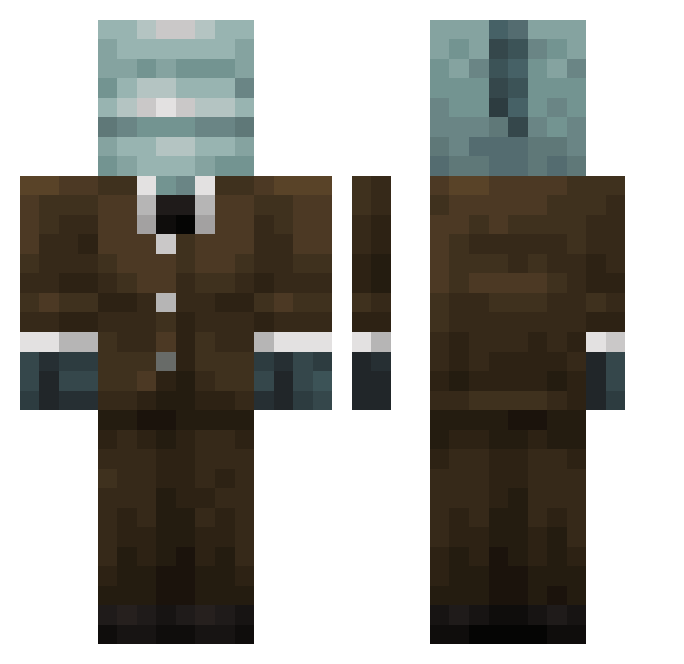 rxcha Minecraft skin, front and back view