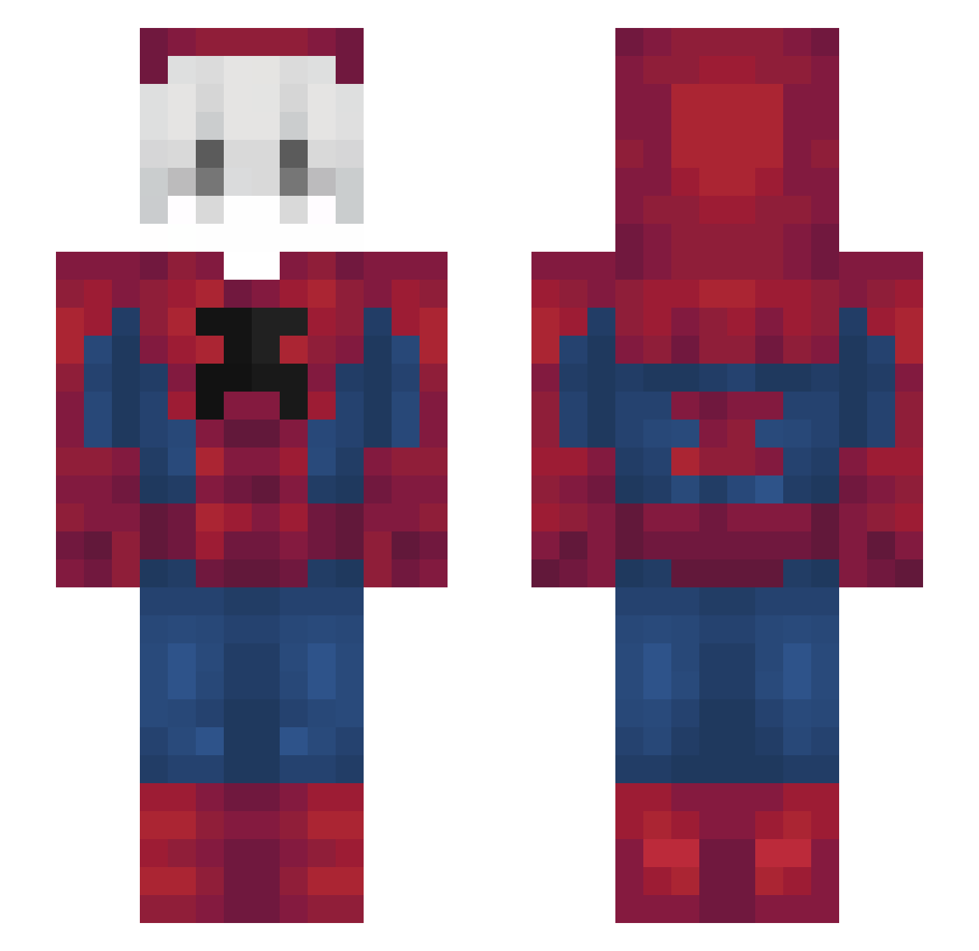 hernightmares Minecraft skin, front and back view