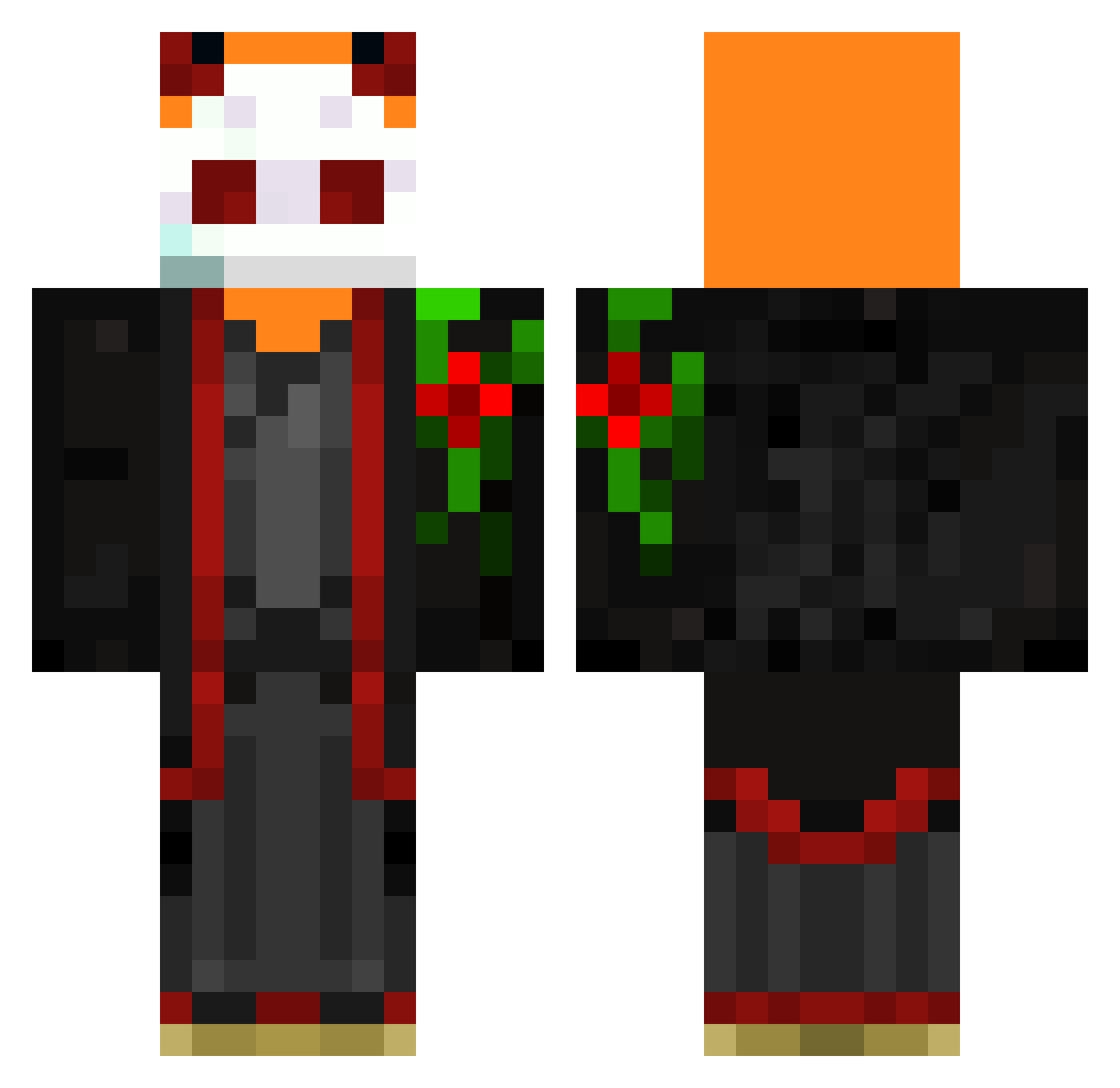 Pixeljonas Minecraft skin, front and back view