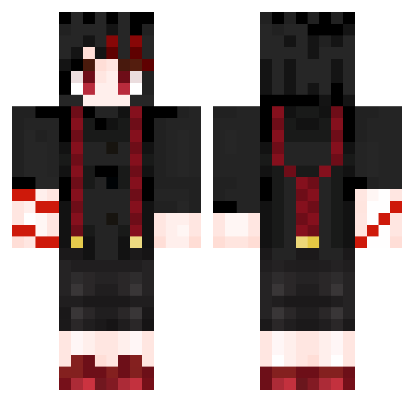 lawliett Minecraft skin, front and back view