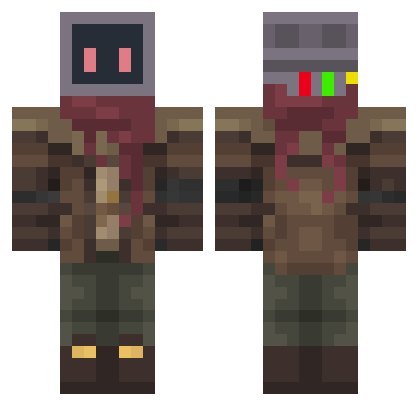 Scr0f4z Minecraft skin, front and back view